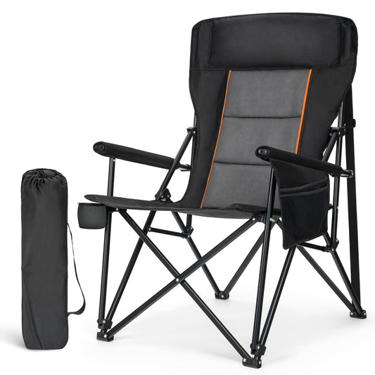 Captiva Designs Heavy Duty XL Camping Chair with Headrest, Cup Holder & Side Pocket, 500 lbs Capacity