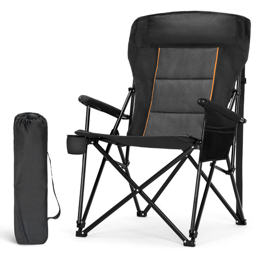 Captiva Designs Heavy Duty XL Camping Chair with Headrest, Cup Holder & Side Pocket, 500 lbs Capacity