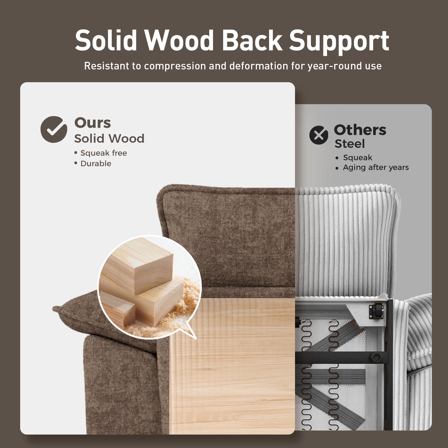 Captiva Designs Cloud Modular 4-Seater Sectional Sofa with L-Shaped Chaise and Movable Ottoman, Living Room Couch