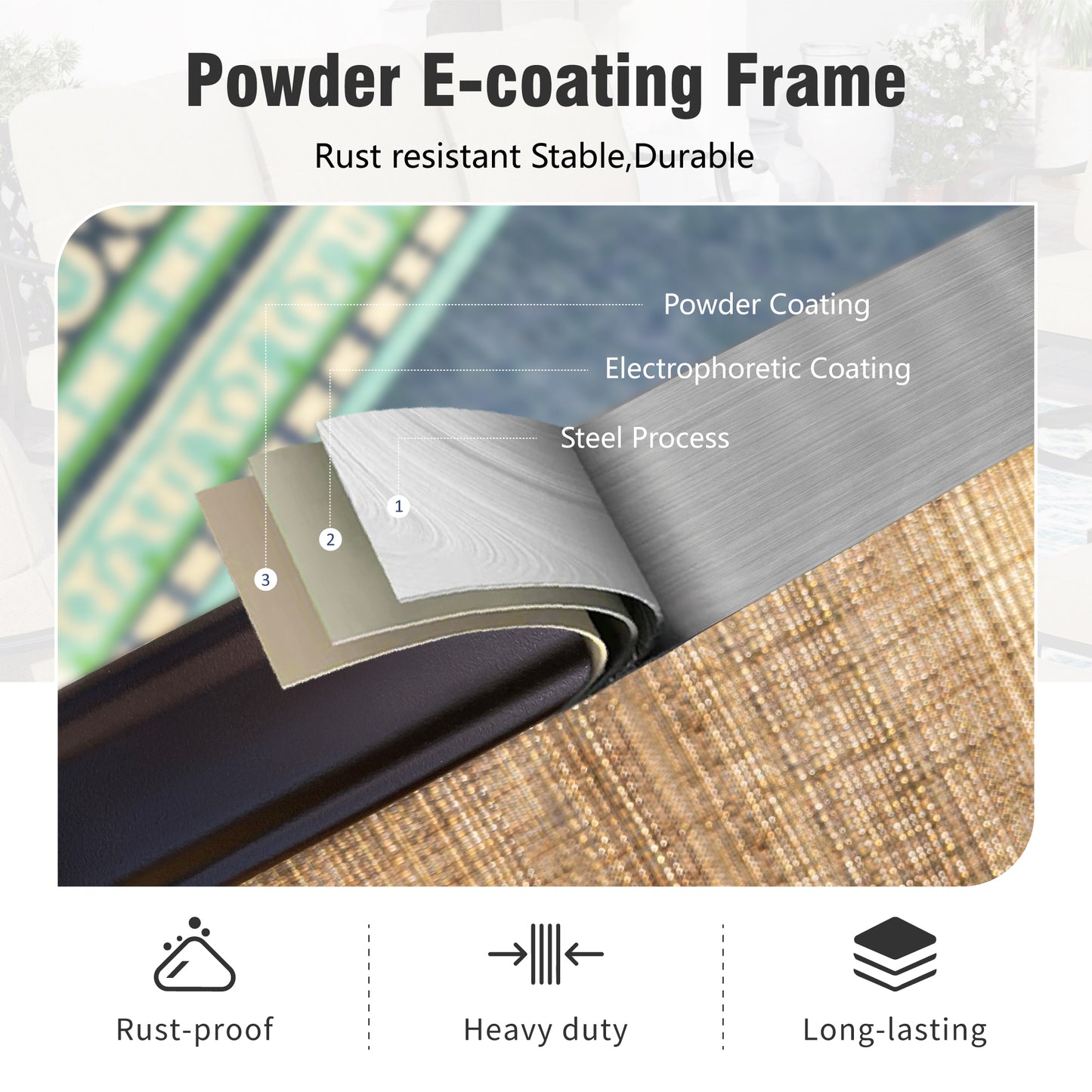 Captiva Designs Outdoor Patio Breathable Textilene Sling High Bar Steel Stools with Stylish Armrests