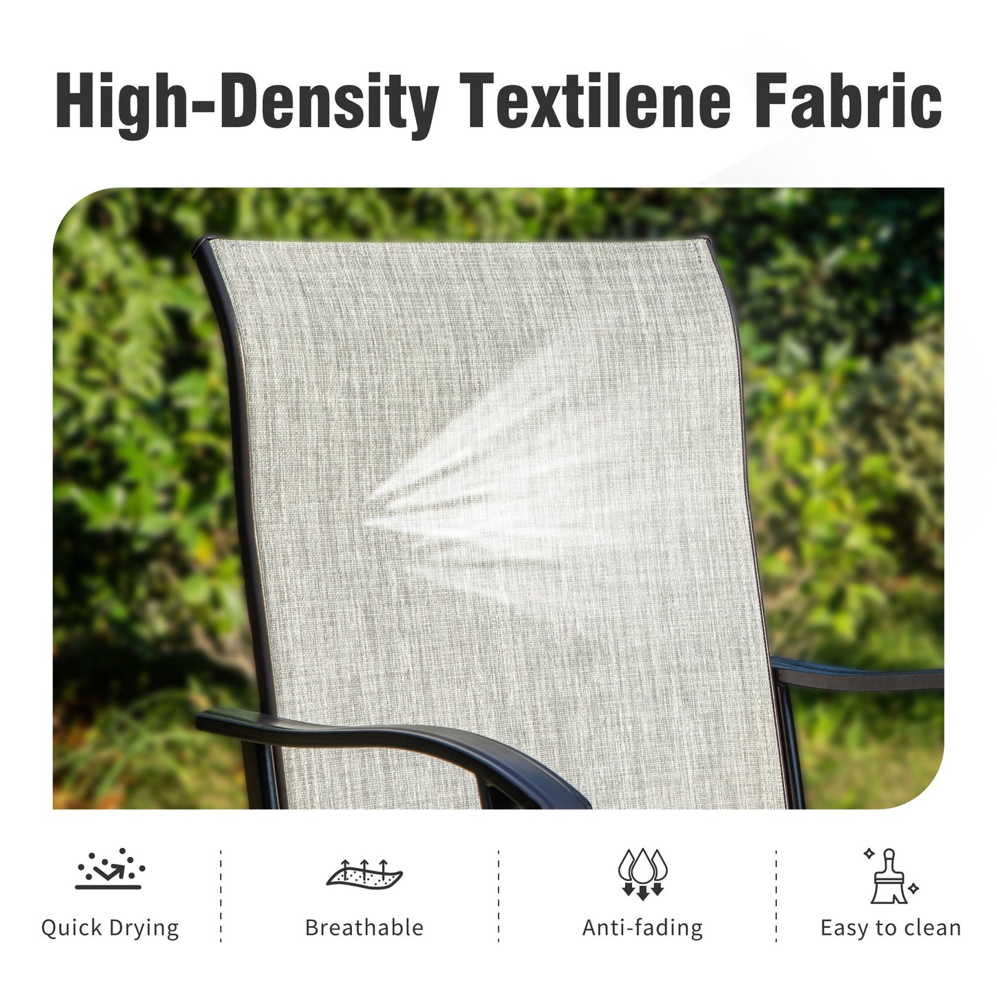 Captiva Designs 3Pc Outdoor Patio Dining Bar Set with Steel Steel Table & Sling Swivel Bar Stools