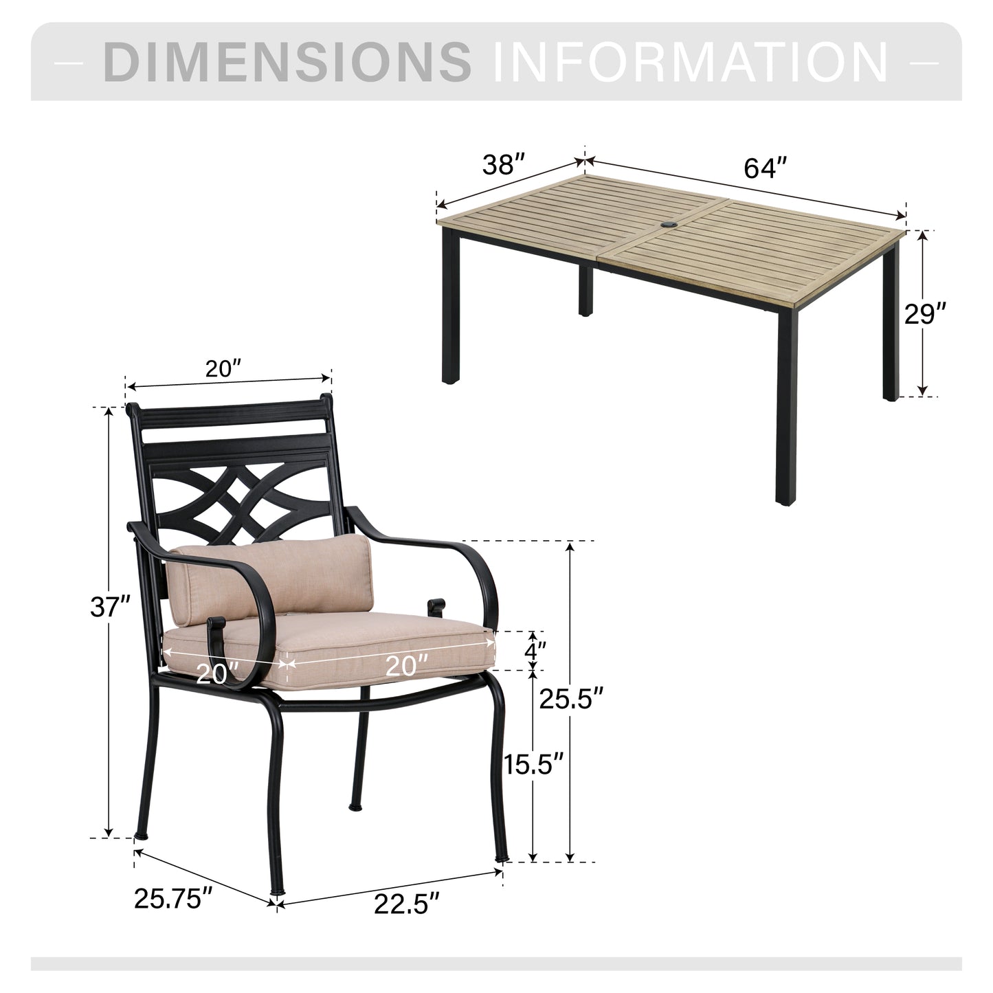 Captiva Designs 7pc Patio Dining Steel Table & Metal Chairs with Seat Cushions & Waist Pillows