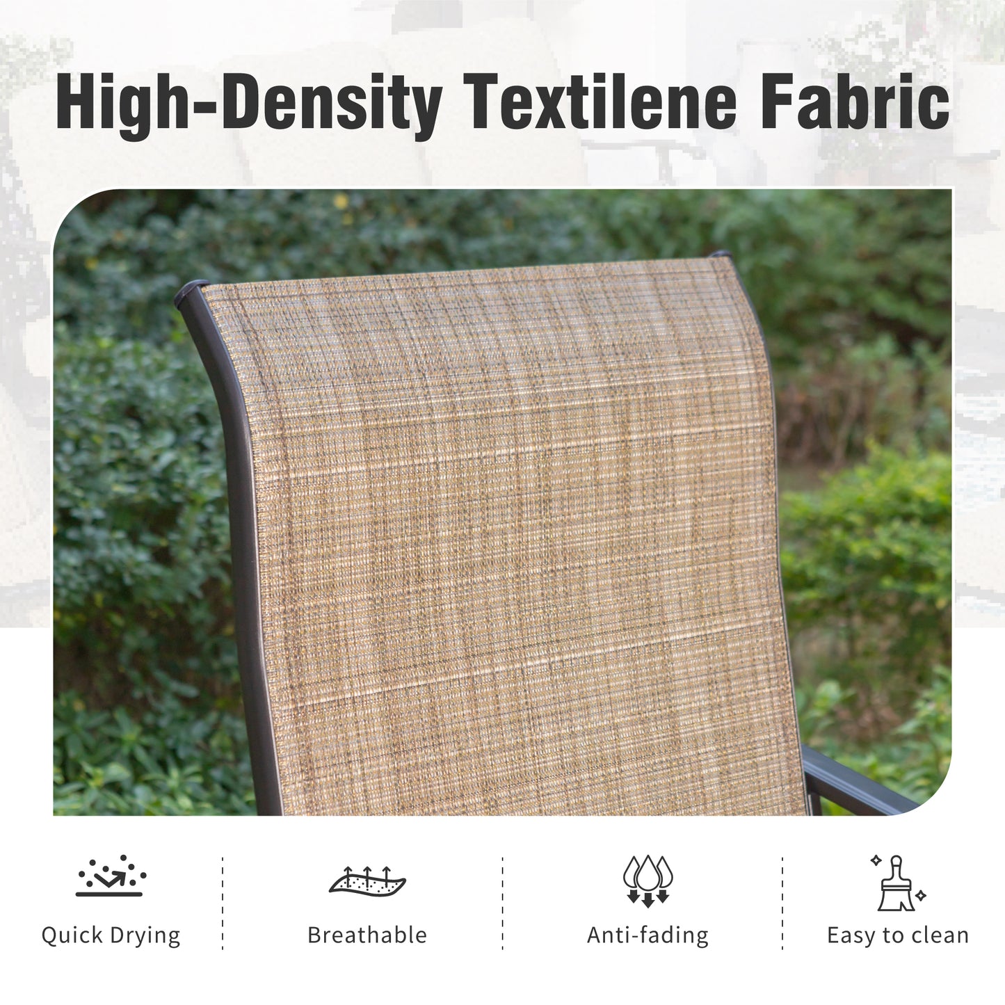 Captiva Designs 7pc Outdoor Patio Slatted Top Rectangle Metal Bar Table & Steel Swivel Bar Stools