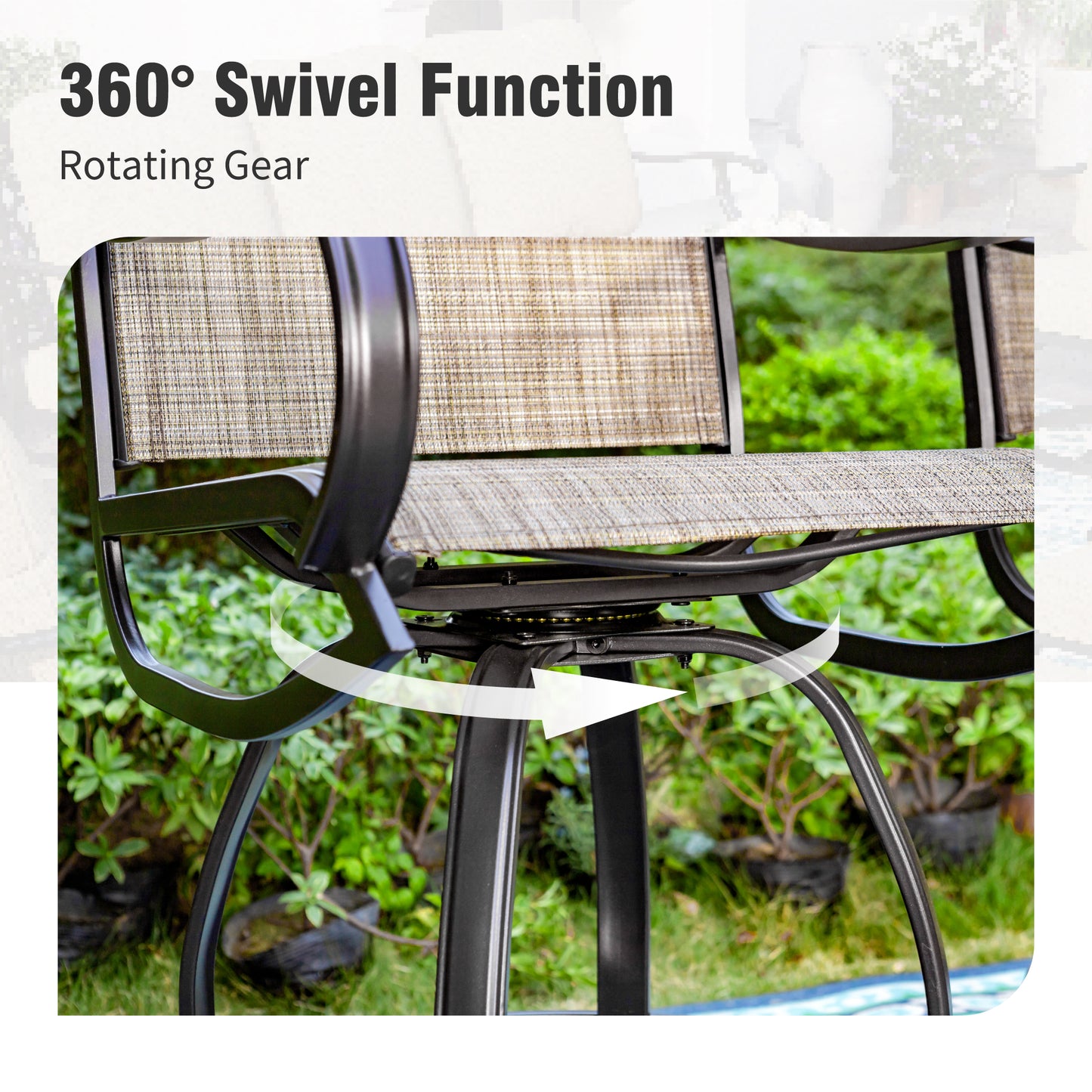 Captiva Designs 7pc Outdoor Patio Slatted Top Rectangle Metal Bar Table & Steel Swivel Bar Stools