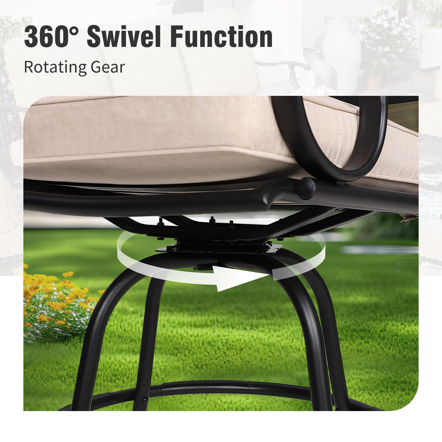 Captiva Designs 7pc Outdoor Patio Slatted Top Rectangle Metal Bar Table & Steel Swivel Bar Stools