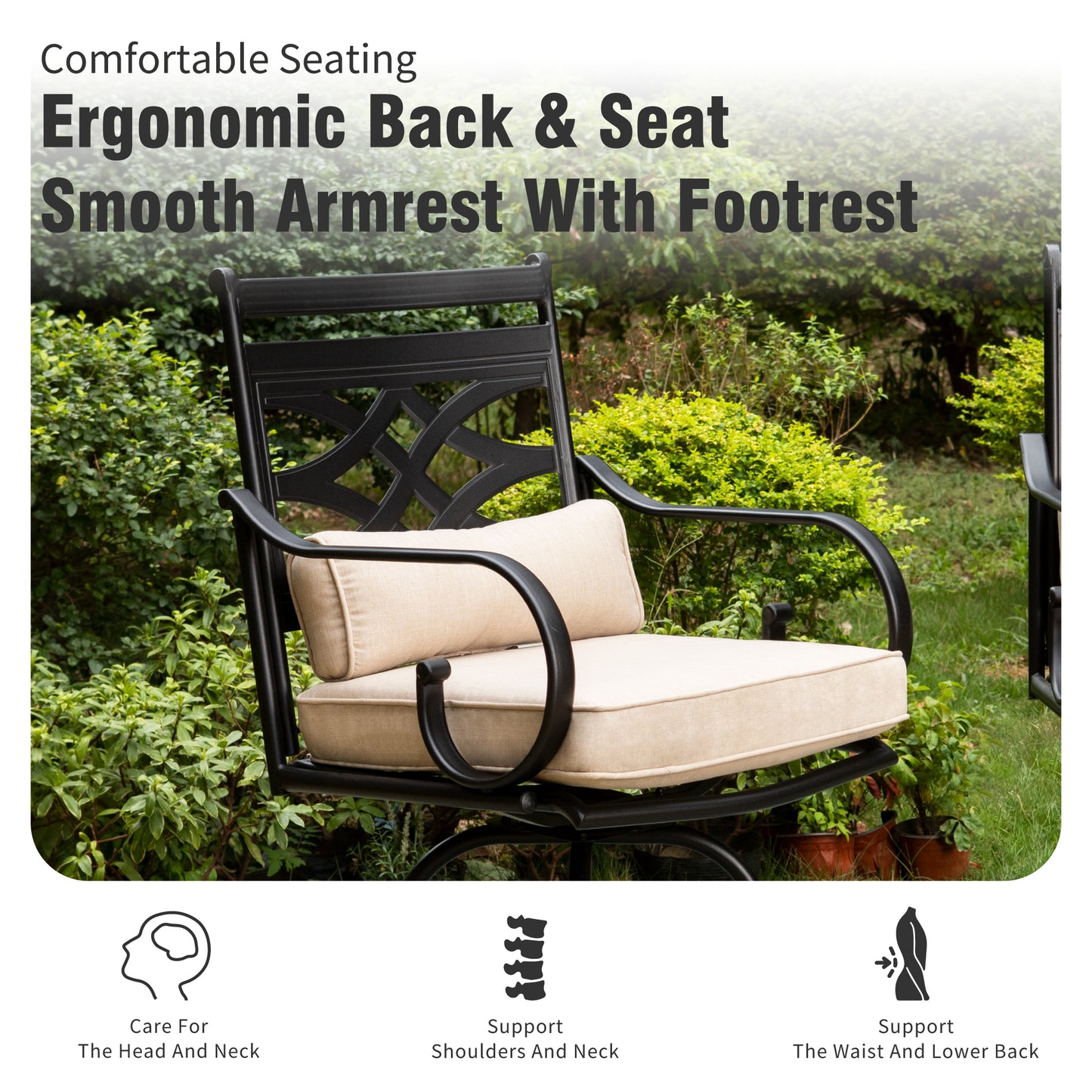 Captiva Designs 7pc Outdoor Patio Slatted Top Rectangle Metal Bar Table & Steel Swivel Bar Stools