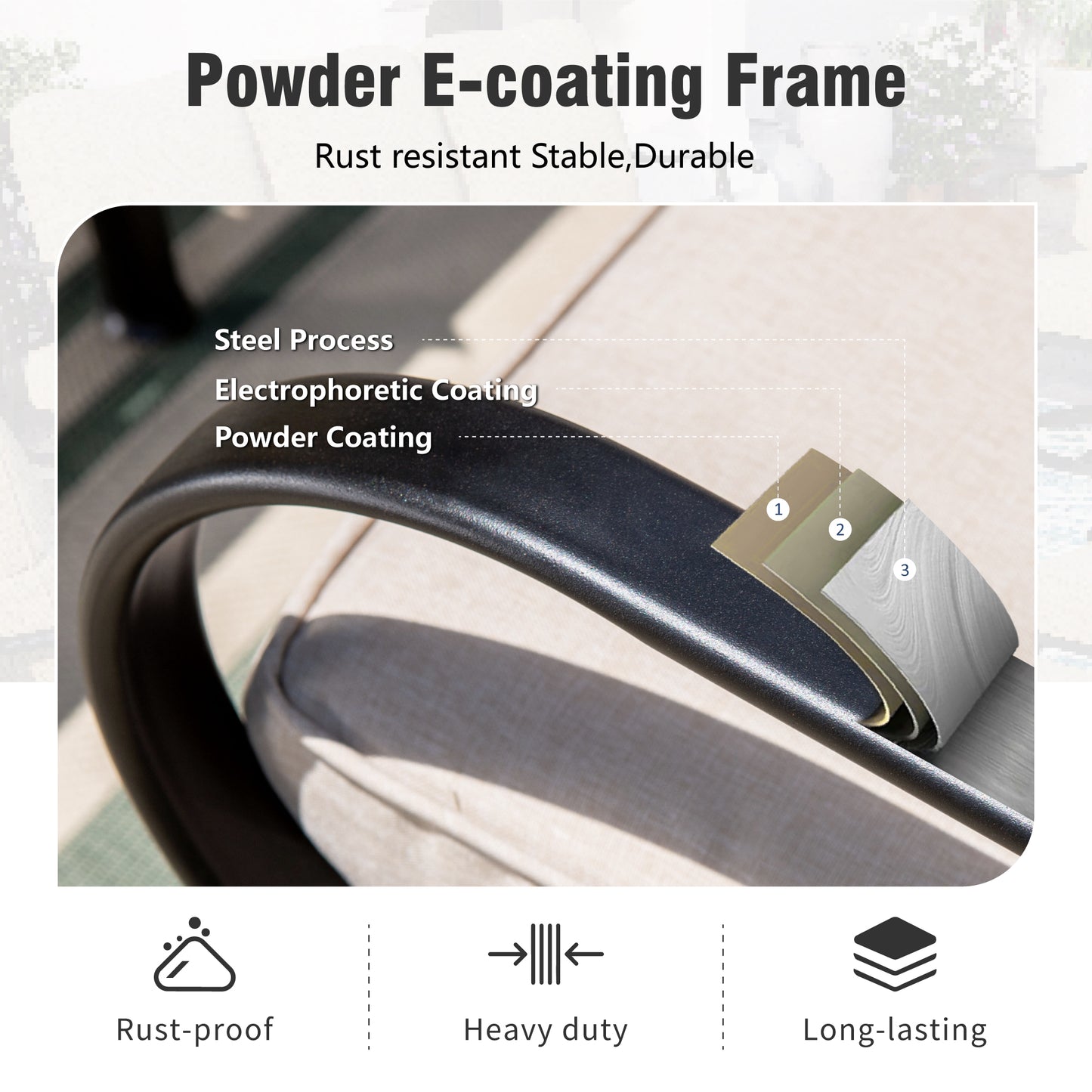 Captiva Designs 7pc Outdoor Patio Slatted Top Rectangle Metal Bar Table & Steel Swivel Bar Stools