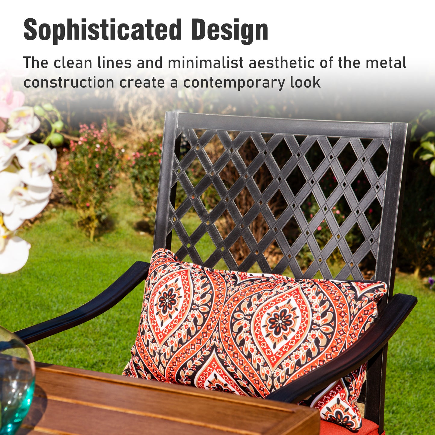 Captiva Designs 7pc Outdoor Patio Slatted Top Rectangle Metal Bar Table & Steel Swivel Bar Stools