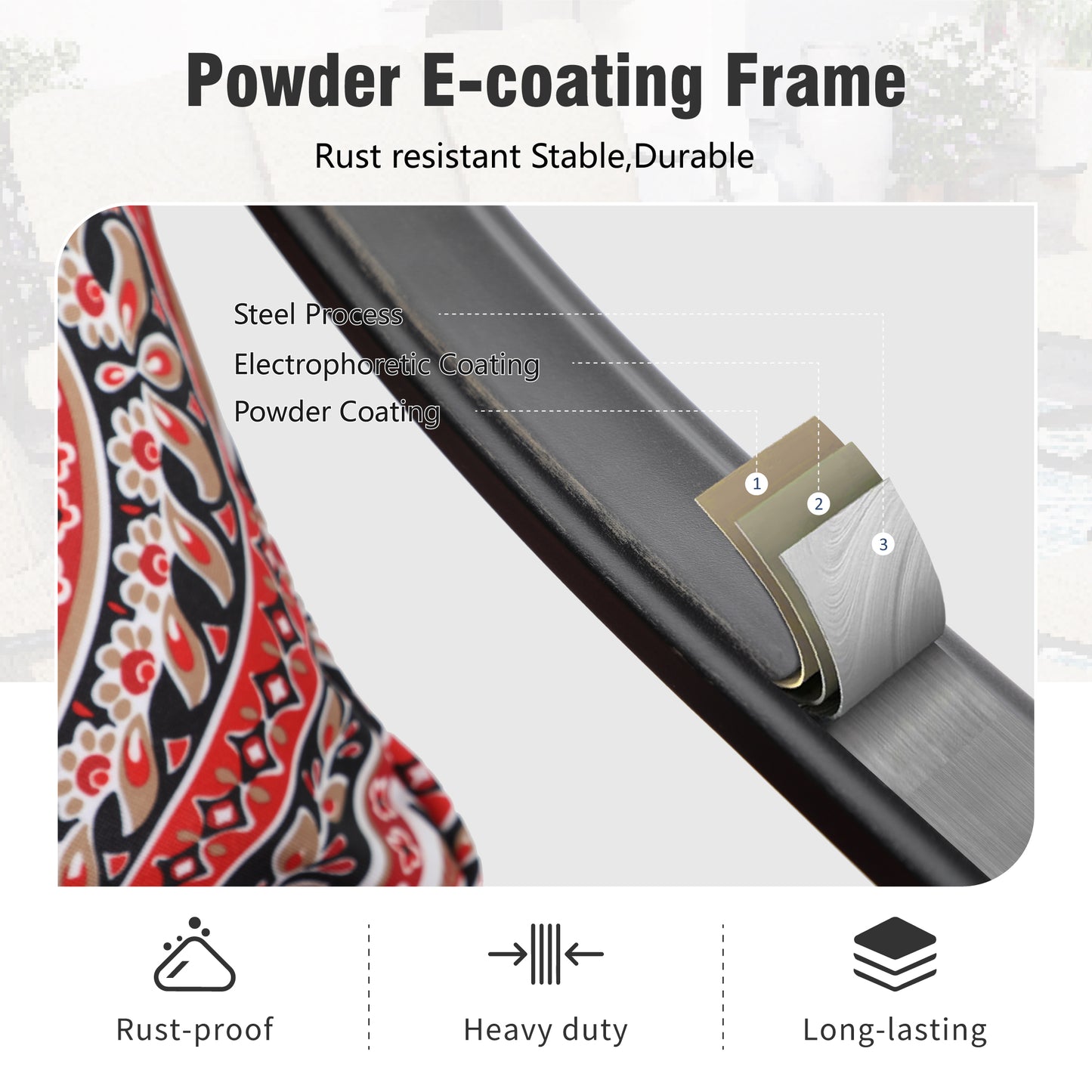 Captiva Designs 7pc Outdoor Patio Slatted Top Rectangle Metal Bar Table & Steel Swivel Bar Stools