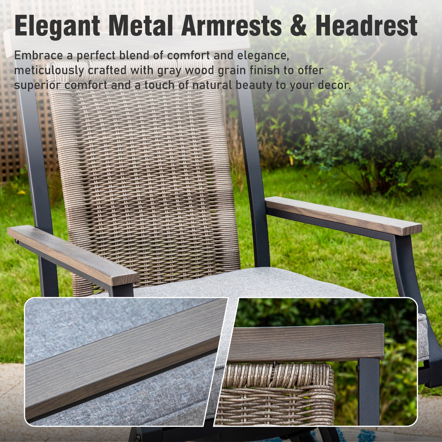 Captiva Designs 7pc Outdoor Patio Slatted Top Rectangle Metal Bar Table & Steel Swivel Bar Stools