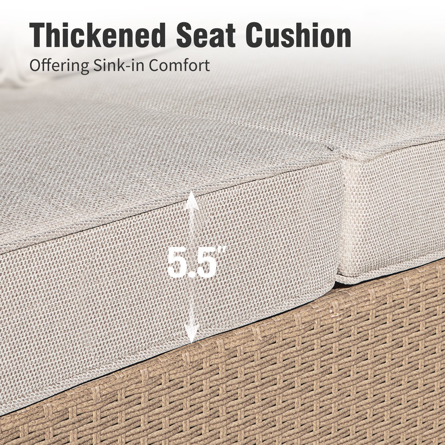 Captiva Designs 6 Piece Luxury Wicker Patio Conversation Sofa Set with Curved Armrests with Cushions