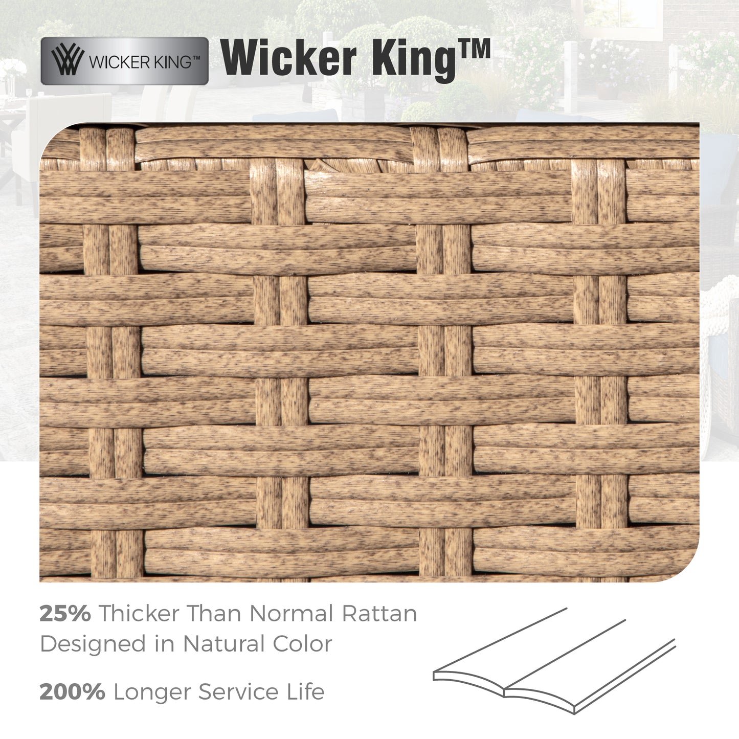 Captiva Designs 6 Piece Luxury Wicker Patio Conversation Sofa Set with Curved Armrests with Cushions