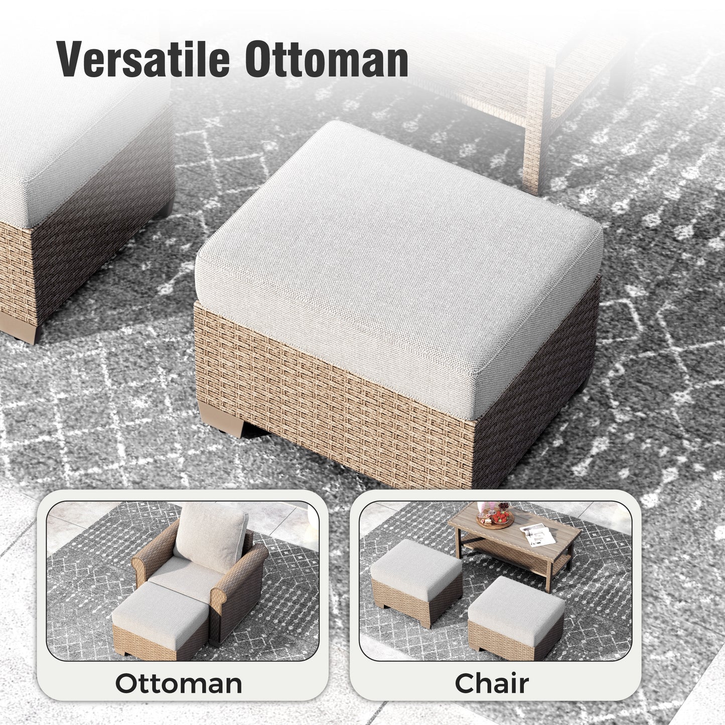 Captiva Designs 6 Piece Luxury Wicker Patio Conversation Sofa Set with Curved Armrests with Cushions