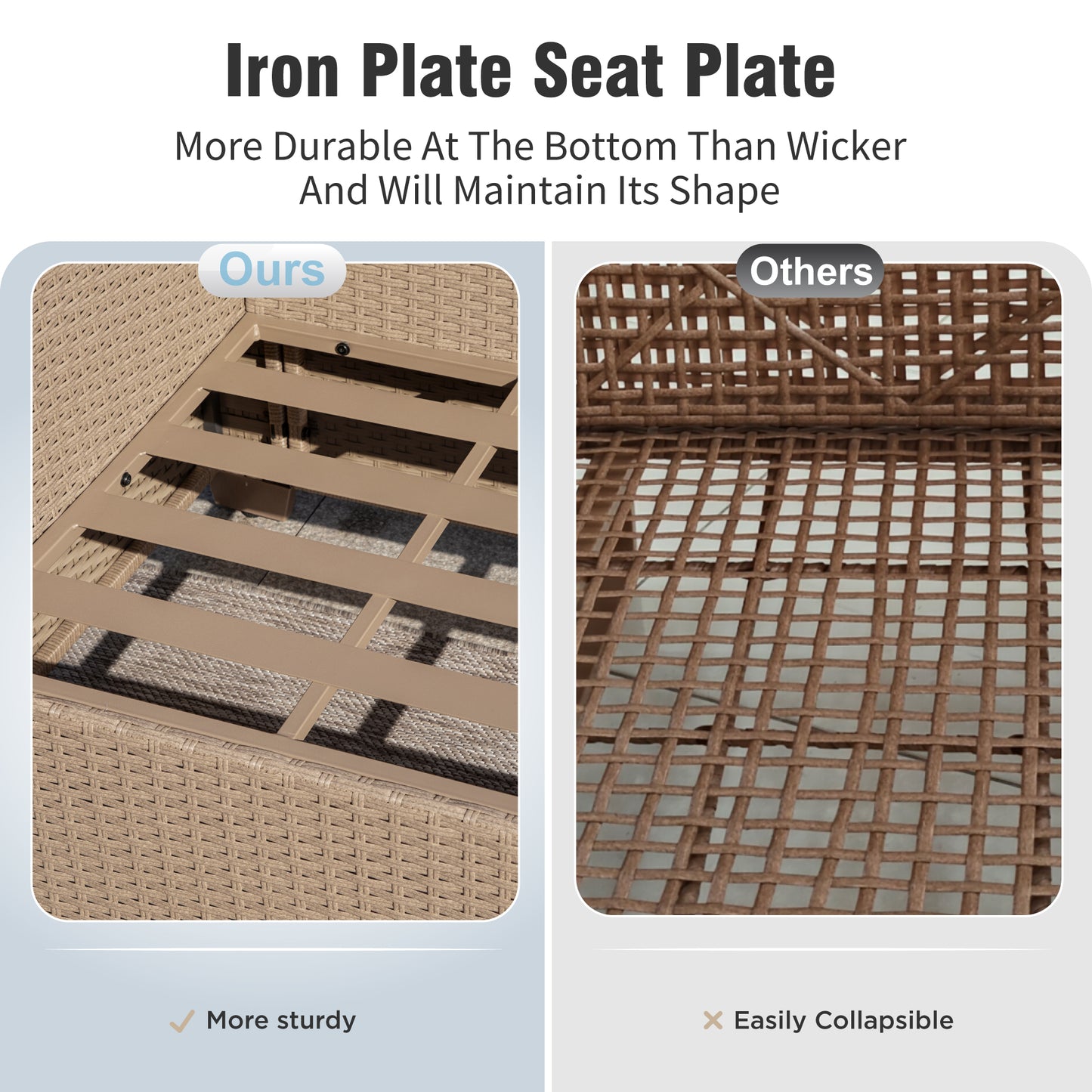 Captiva Designs 6 Piece Luxury Wicker Patio Conversation Sofa Set with Curved Armrests with Cushions