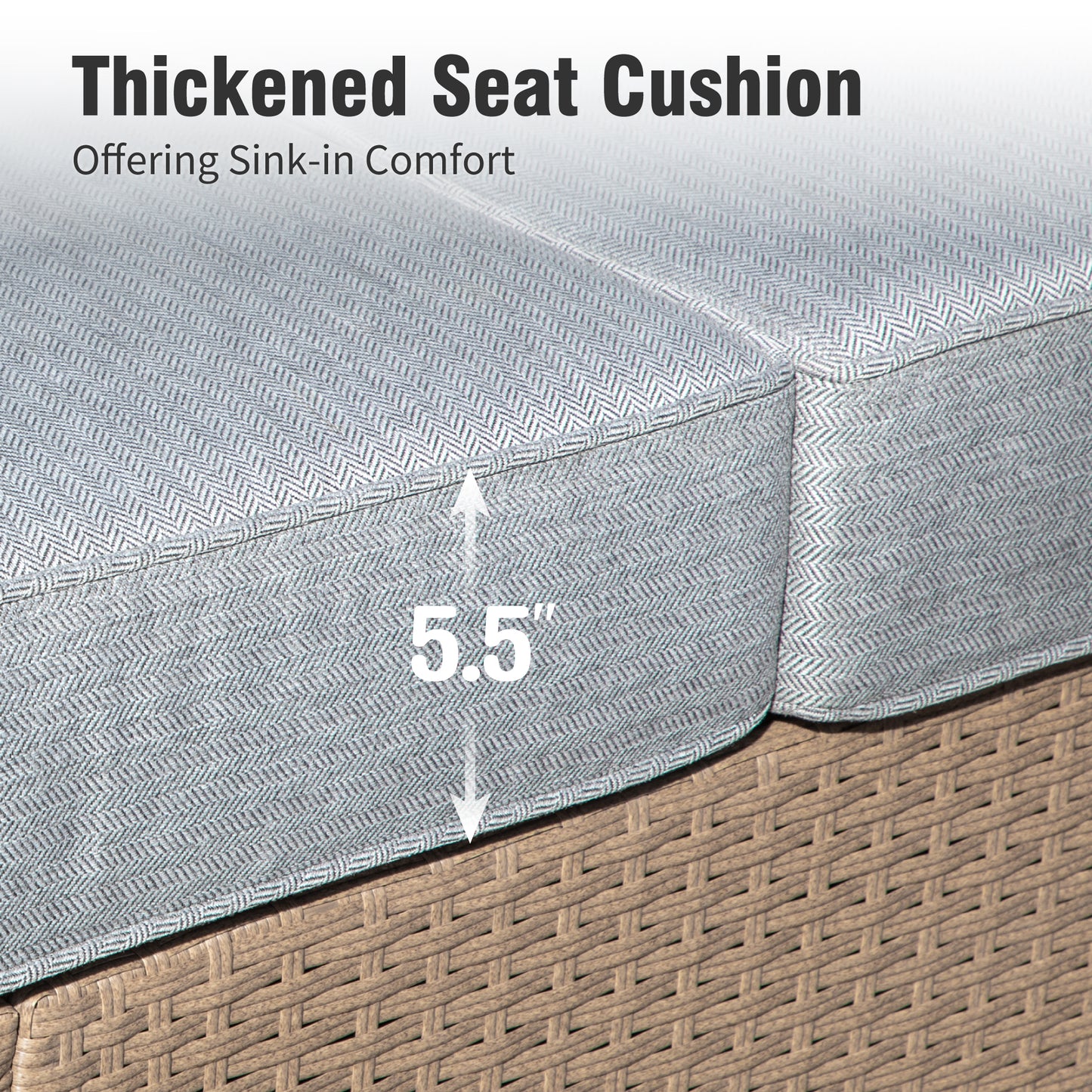 Captiva Designs Luxury Wicker Patio Conversation Sofa Set with Curved Armrests with Cushions