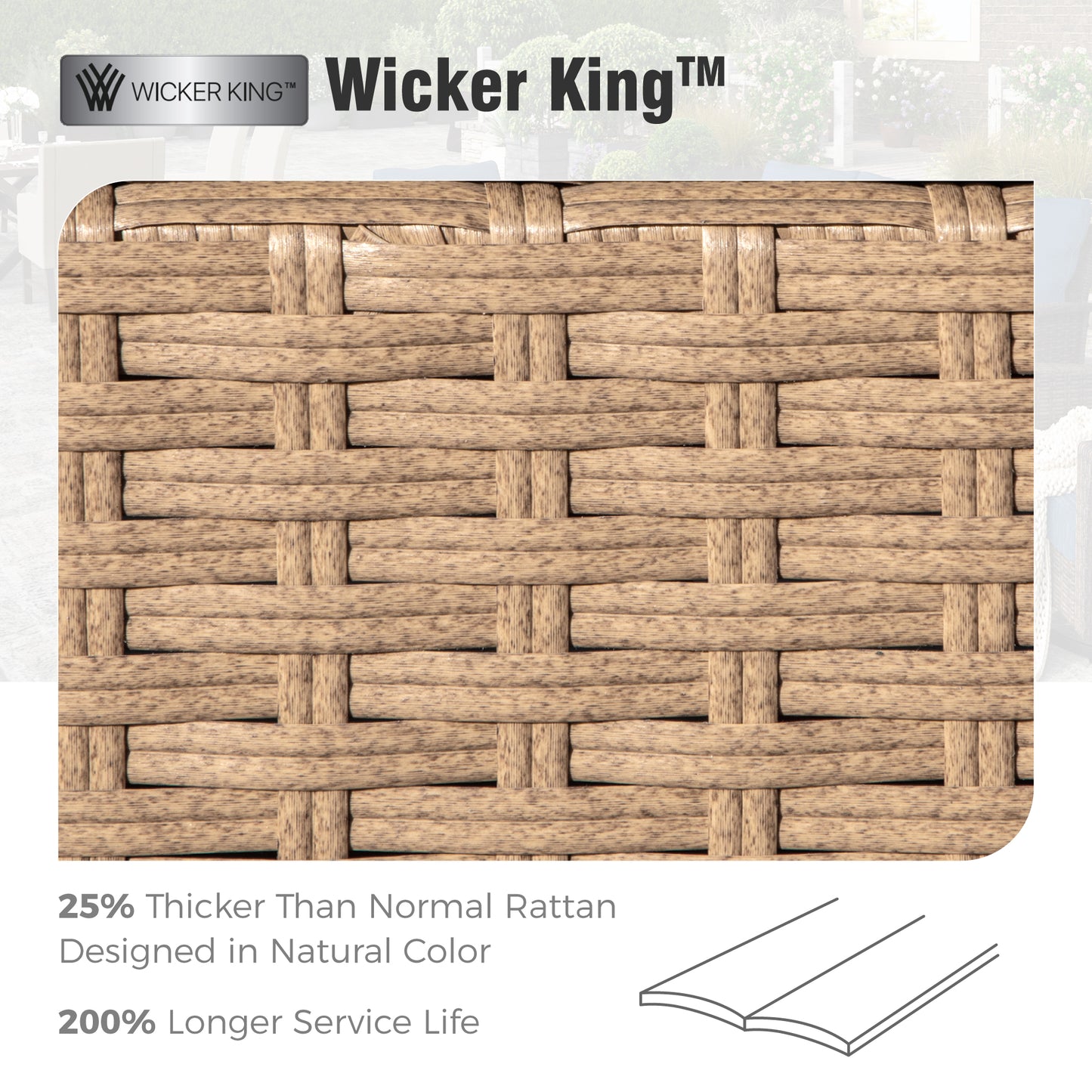 Captiva Designs Luxury Wicker Patio Conversation Sofa Set with Curved Armrests with Cushions