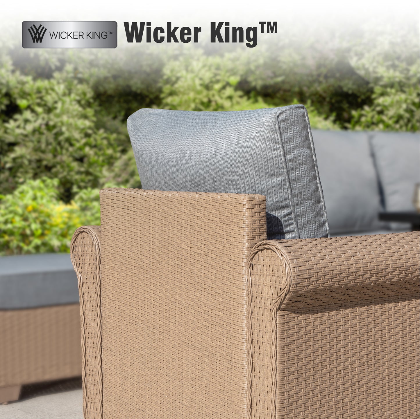 Captiva Designs Luxury Wicker Patio Conversation Sofa Set with Curved Armrests with Cushions