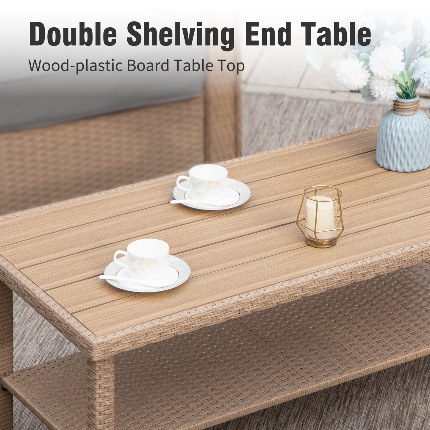 Captiva Designs Luxury Wicker Patio Conversation Sofa Set with Curved Armrests with Cushions