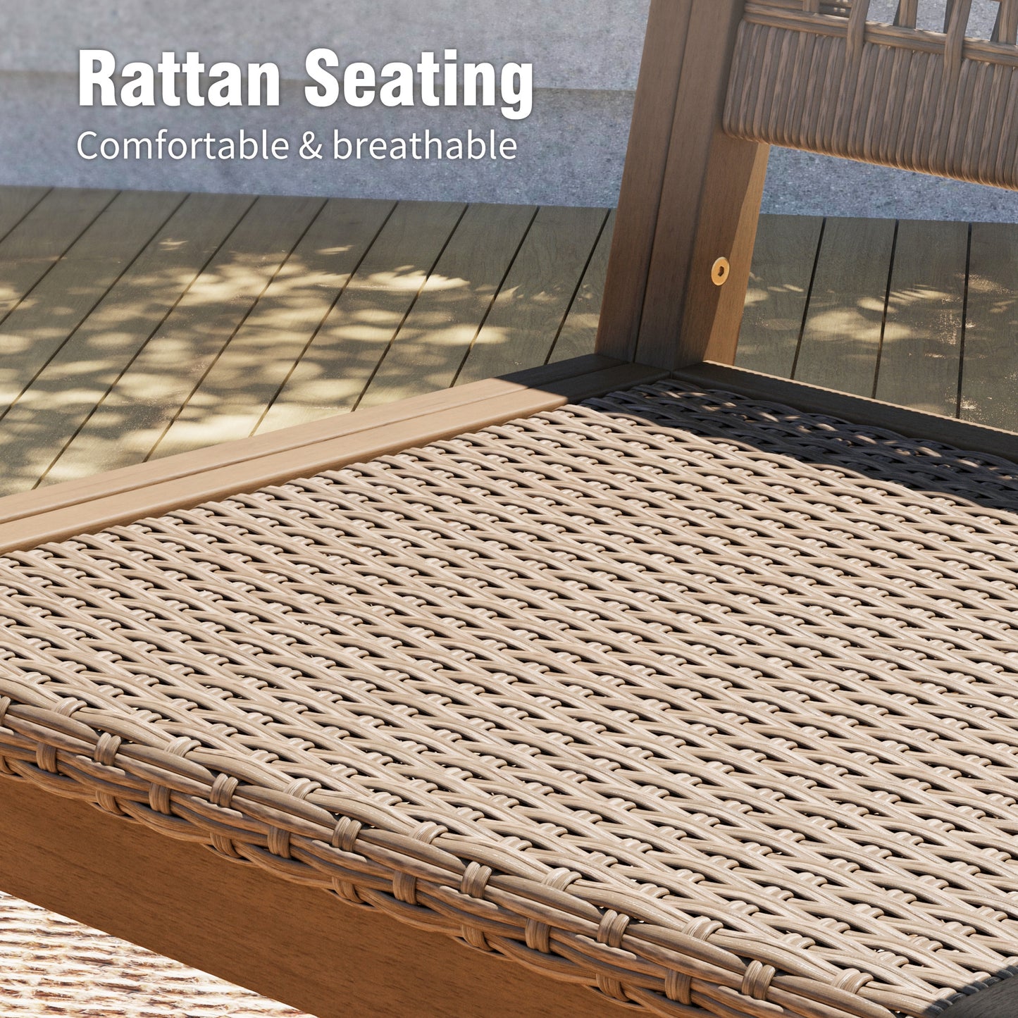 Captiva Designs 9 件套露台户外木质餐桌椅套装，配有 8 把藤椅和 1 张相思木长方形桌子