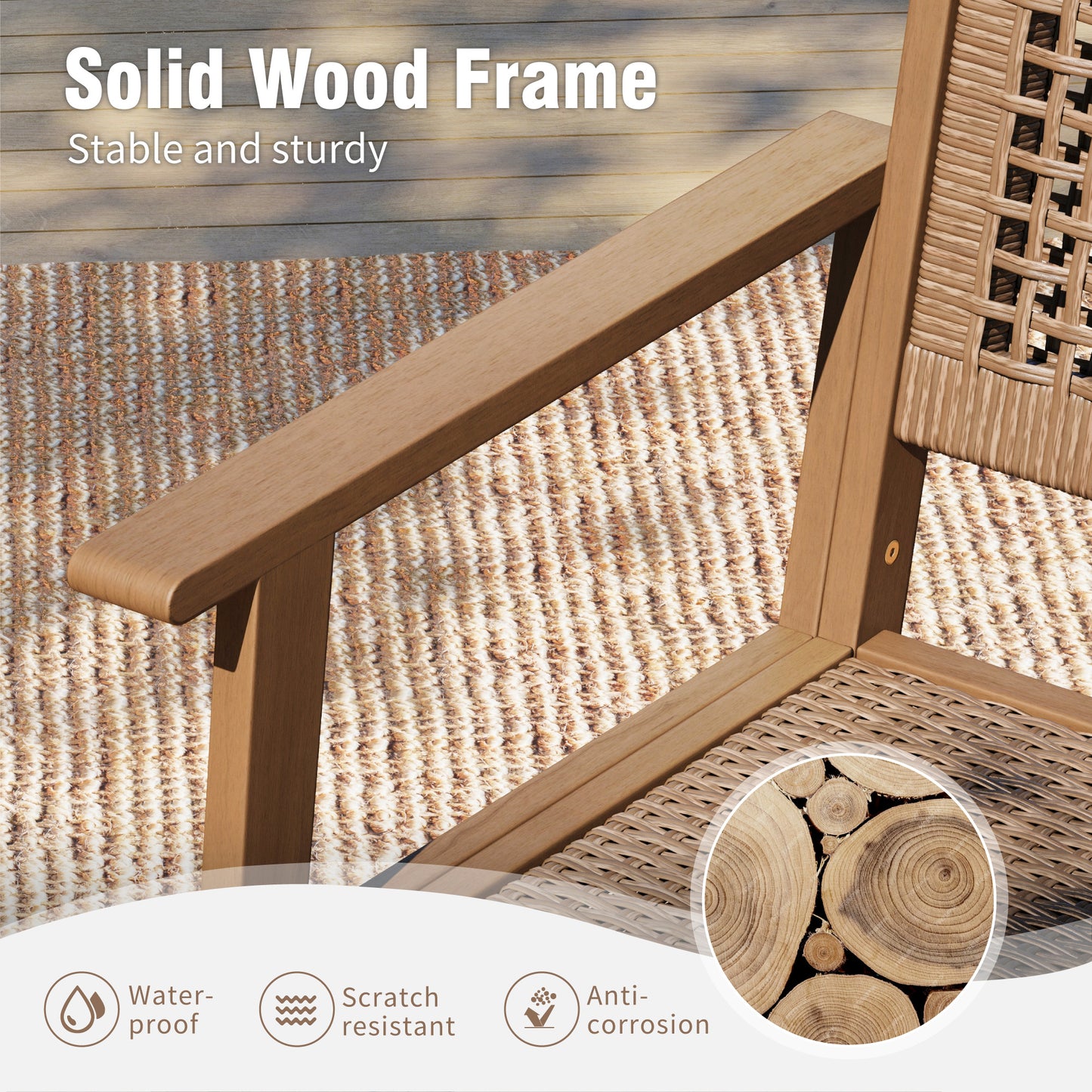 Captiva Designs 9 件套露台户外木质餐桌椅套装，配有 8 把藤椅和 1 张相思木长方形桌子