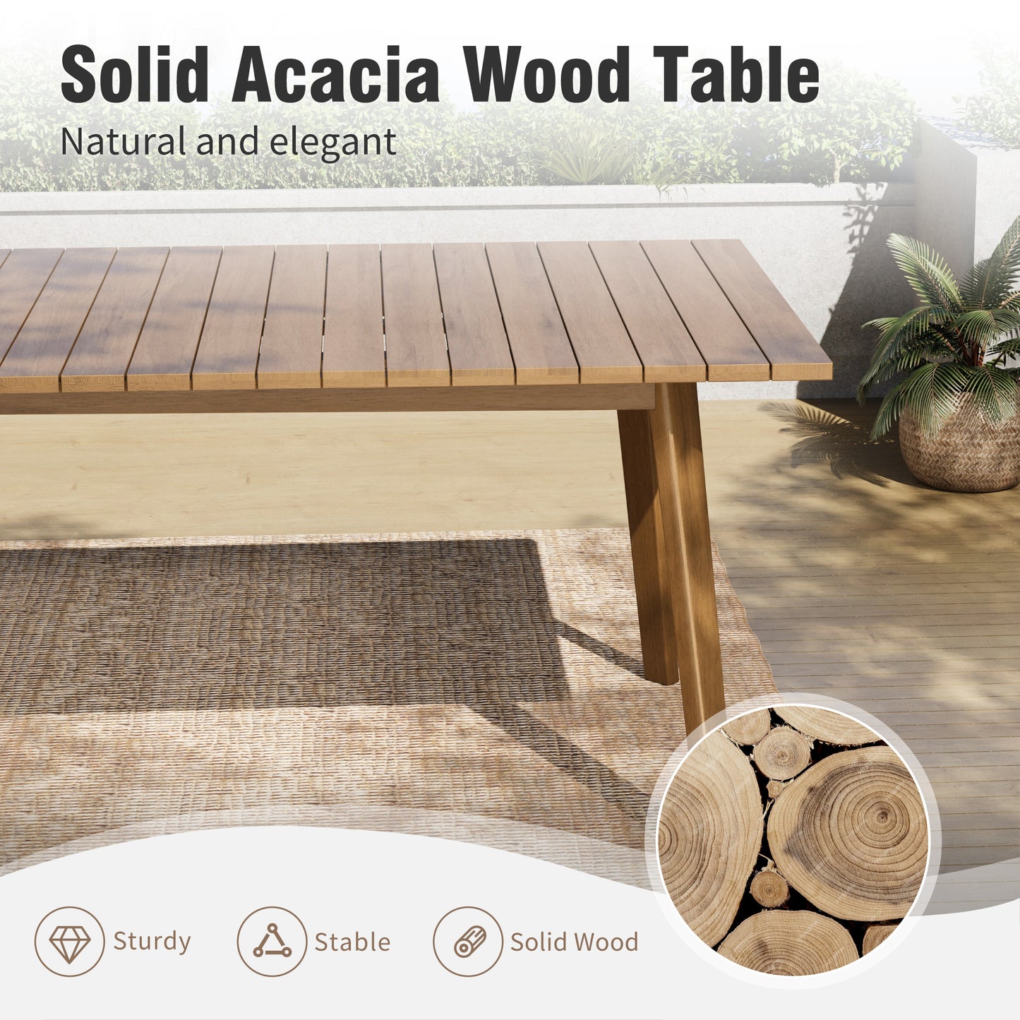 Captiva Designs 9 件套露台户外木质餐桌椅套装，配有 8 把藤椅和 1 张相思木长方形桌子