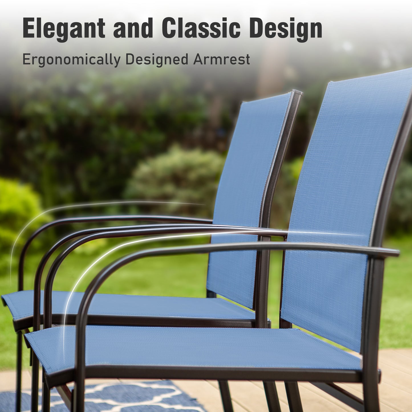 Captiva Designs Outdoor Patio Quick-dry Textilene Sling Fixed Dining Chairs with Steel Frame