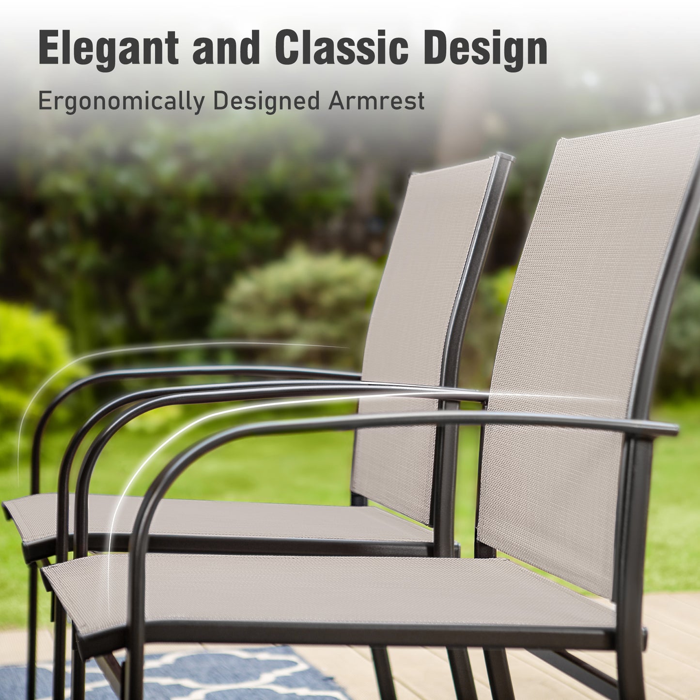 Captiva Designs Outdoor Patio Quick-dry Textilene Sling Fixed Dining Chairs with Steel Frame