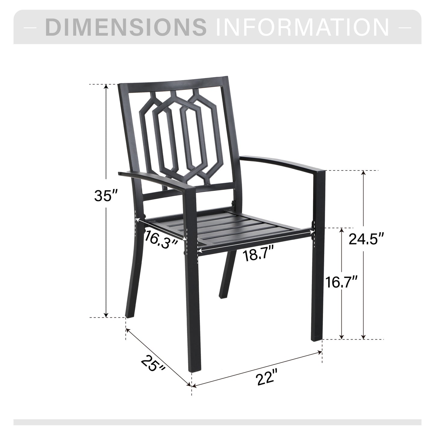Captiva Designs 2pc Outdoor Patio Dining Chairs with Steel Frame and Ventilated Backs