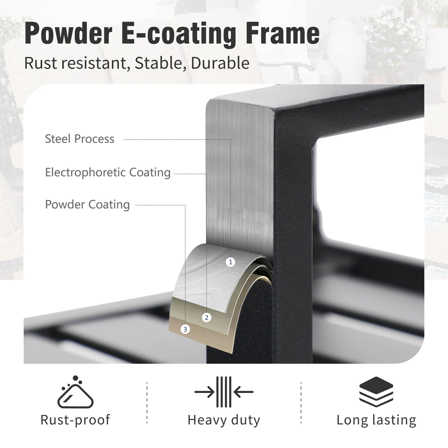 Captiva Designs 3pc Outdoor Patio Slatted Tabletop Round Dining Table & Metal Chairs