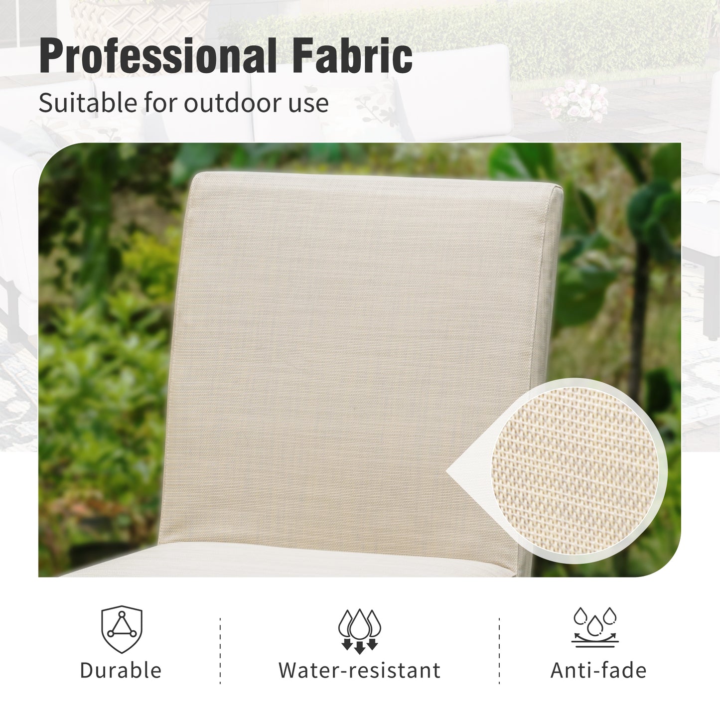 Captiva Designs 7pc Patio Dining Set Wood-look Rectangle Table & Cushioned Metal Chairs