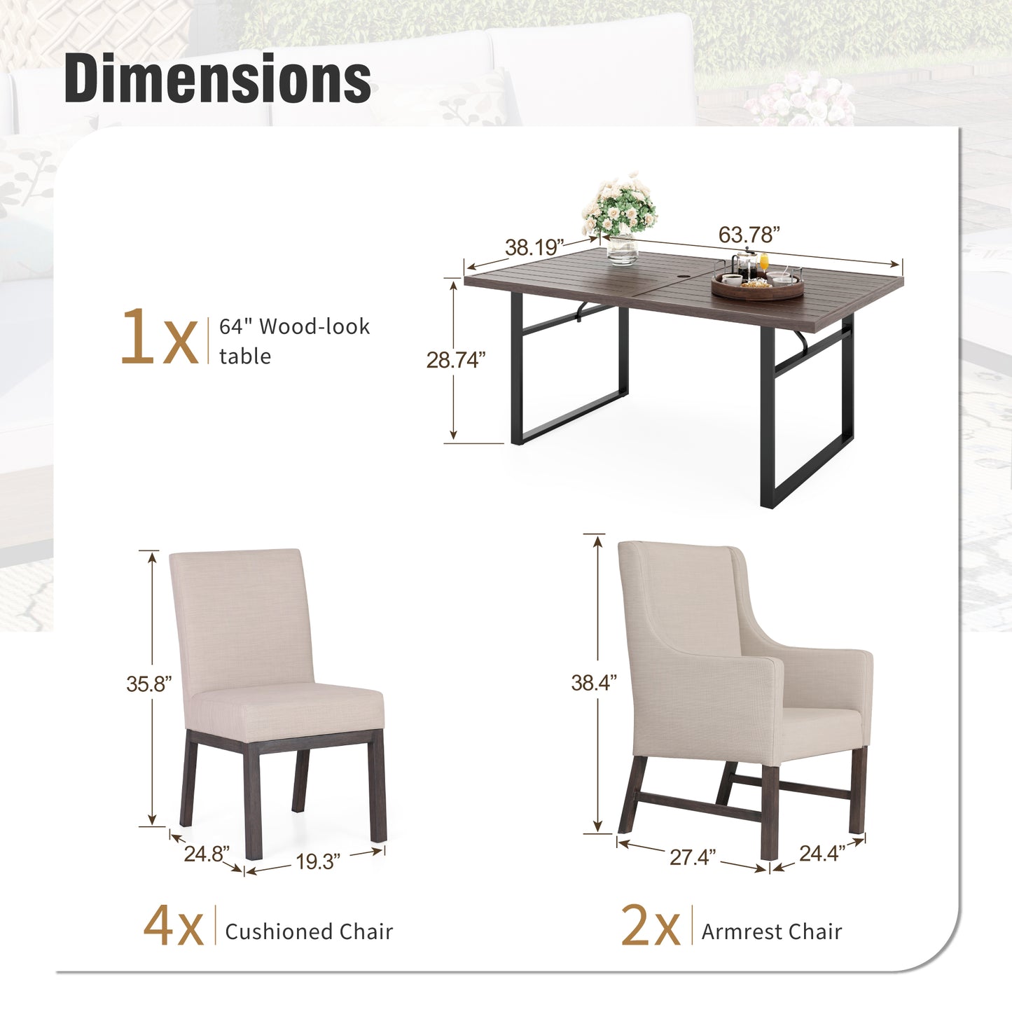 Captiva Designs 7pc Kitchen Furniture Set with Steel Dining Table & Cushioned Metal Chairs