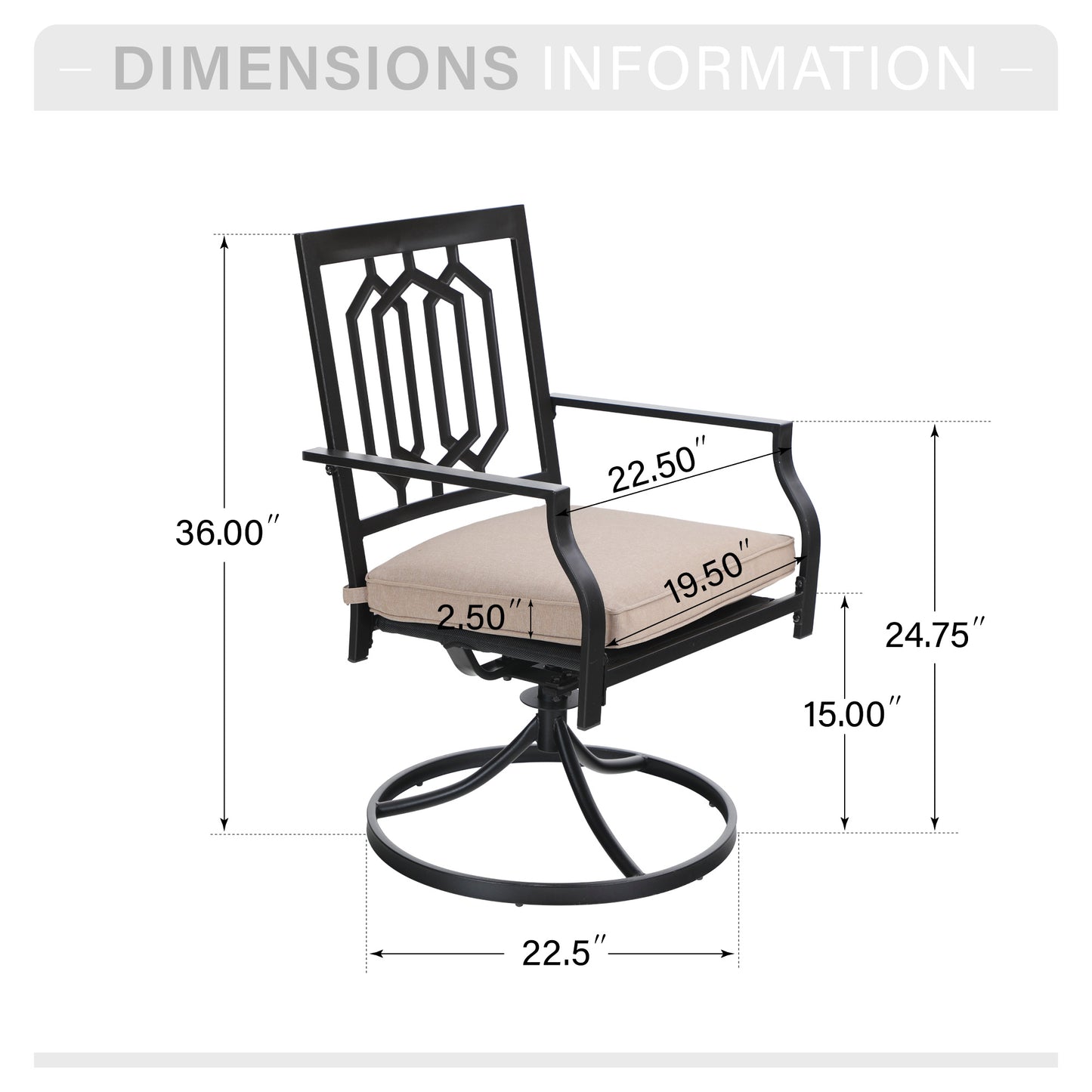 Captiva Designs 2pc Outdoor Patio Dining Chairs with Steel Frame and Ventilated Backs