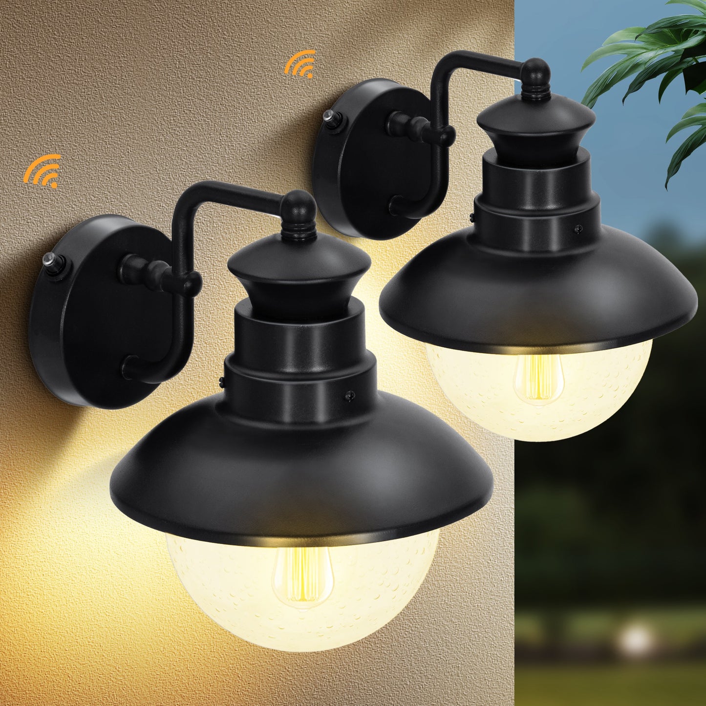 Captiva Designs Outdoor Wall Lights with Dusk to Dawn Sensor, Exterior Wall Sconce Fixtures, 2-Pack for Front Door