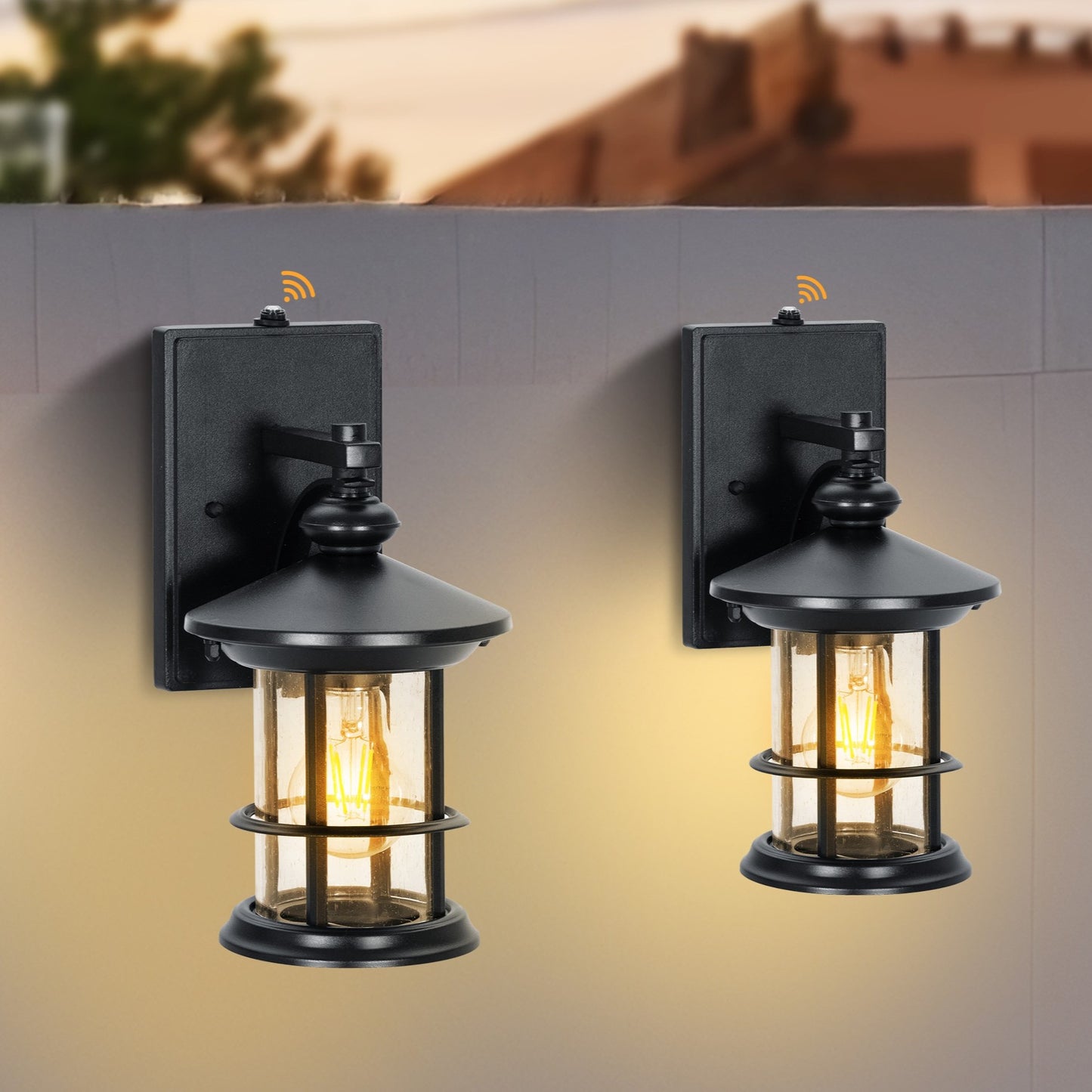 Captiva Designs Outdoor Wall Lights with Dusk to Dawn Sensor, Exterior Wall Sconce Fixtures, 2-Pack for Front Door