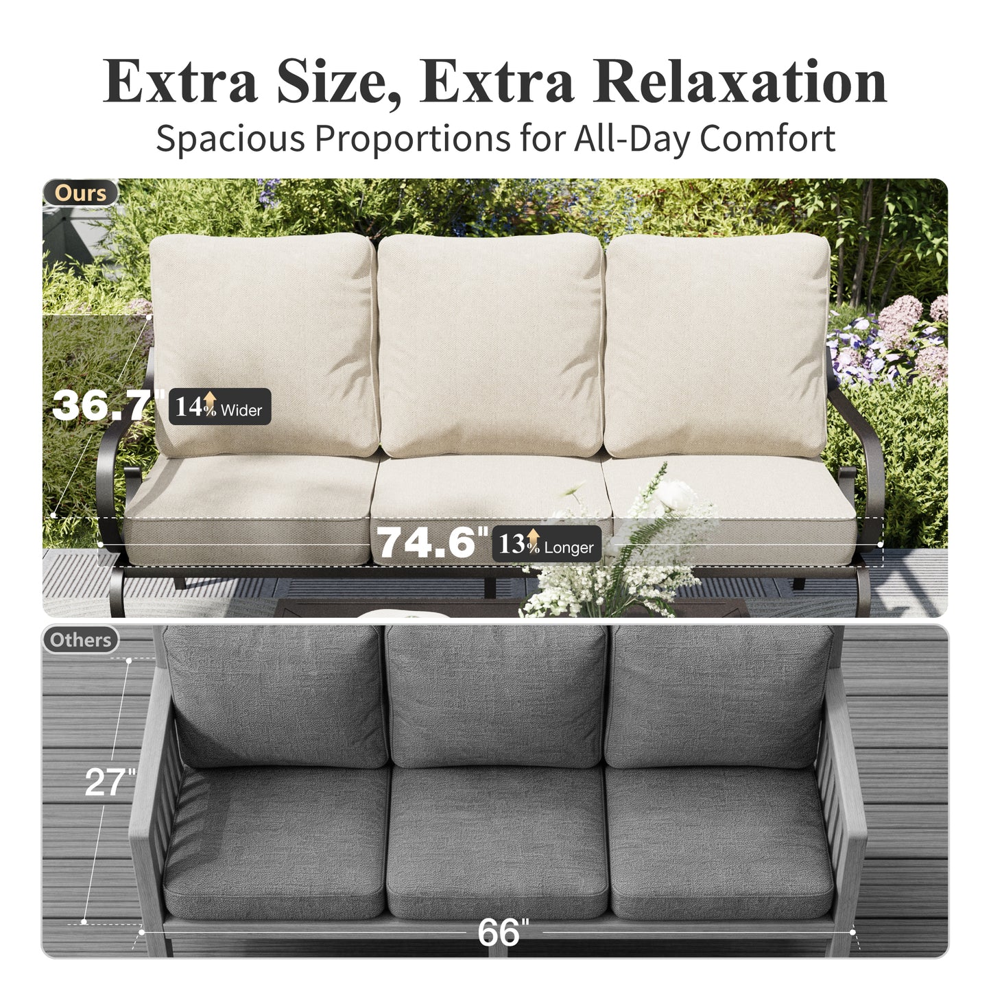 Captiva Designs 6pc Extra Large Metal Pattern-back Outdoor Patio Conversation Set with Fire Pit Table