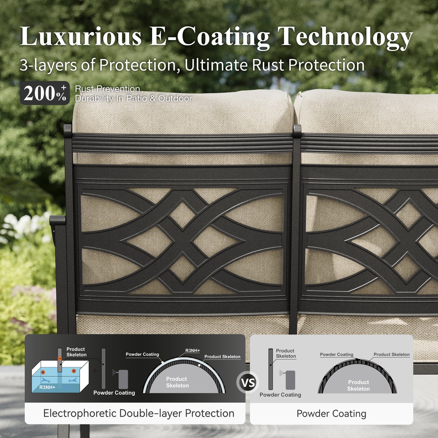 Captiva Designs 6pc Extra Large Metal Pattern-back Outdoor Patio Conversation Set with Fire Pit Table