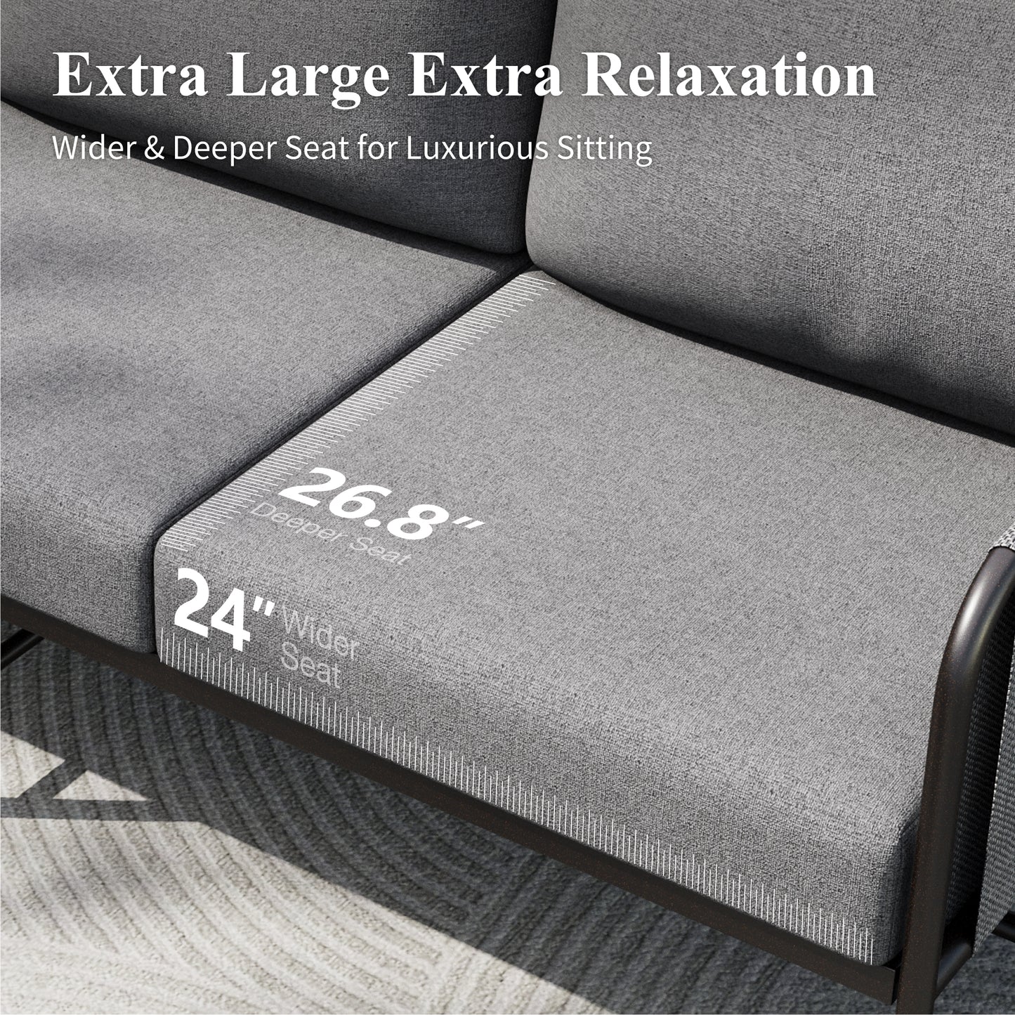 Captiva Designs 4pc Outdoor Patio Iron Metal Furniture Conversation Set with Coffee Table and Cushions