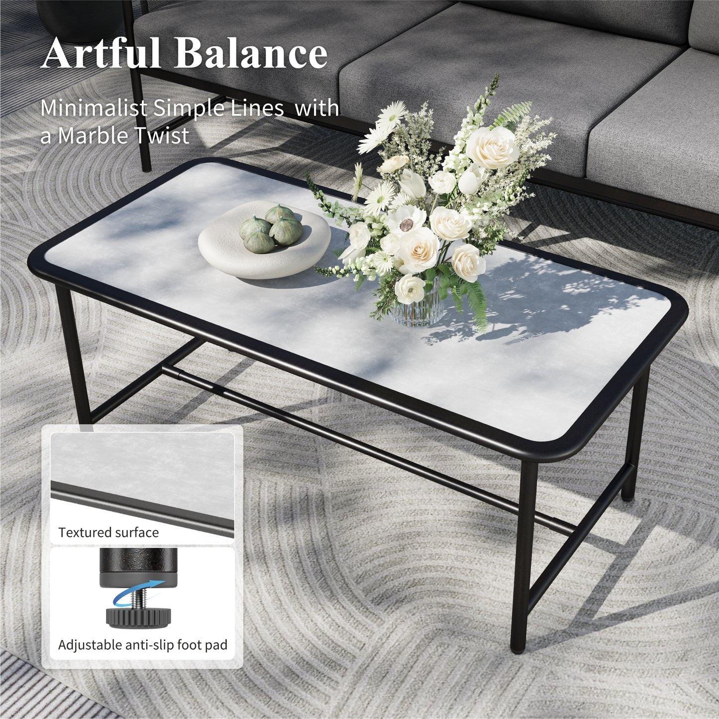 Captiva Designs 4pc Outdoor Patio Iron Metal Furniture Conversation Set with Coffee Table and Cushions