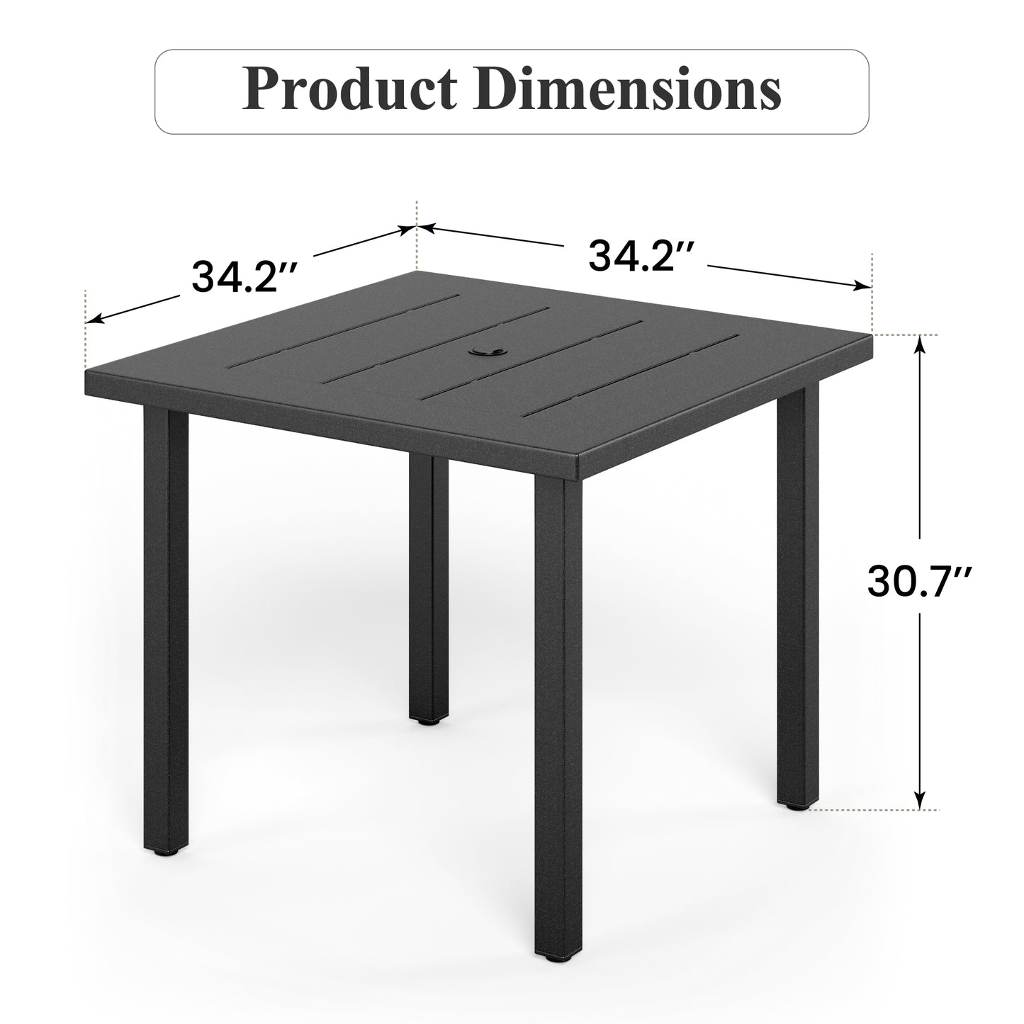 Captiva Designs Patio Square Steel Dining Table with Umbrella Hole