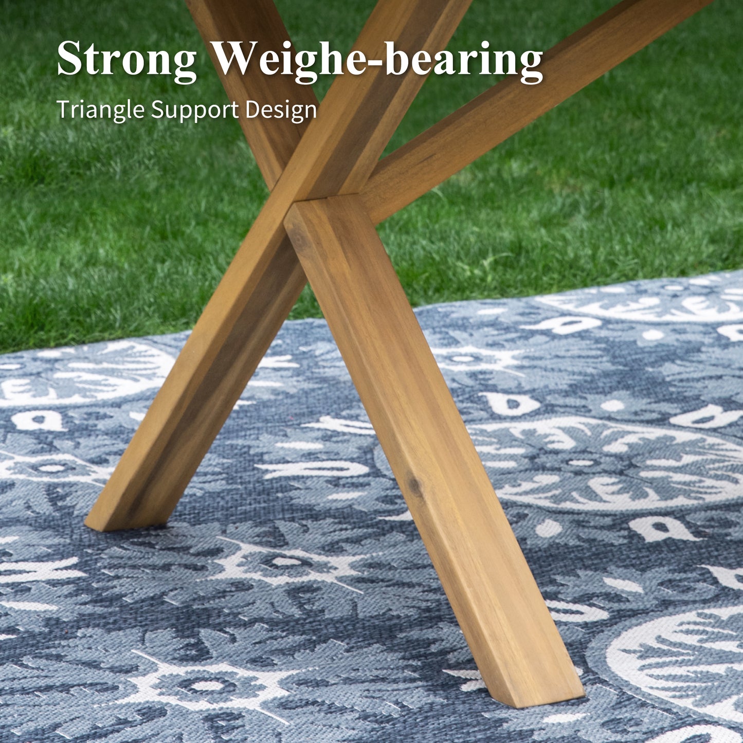 Captiva Designs 7 件套相思木露台家具套装，配有可扩展桌子和软垫椅子