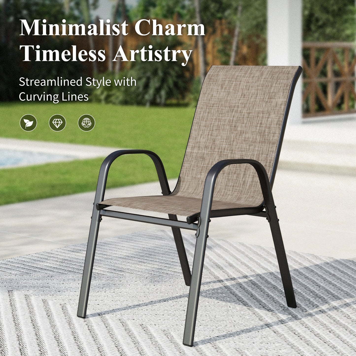 Captiva Designs Patio Dining Set with Steel Table & Quick-dry Sling