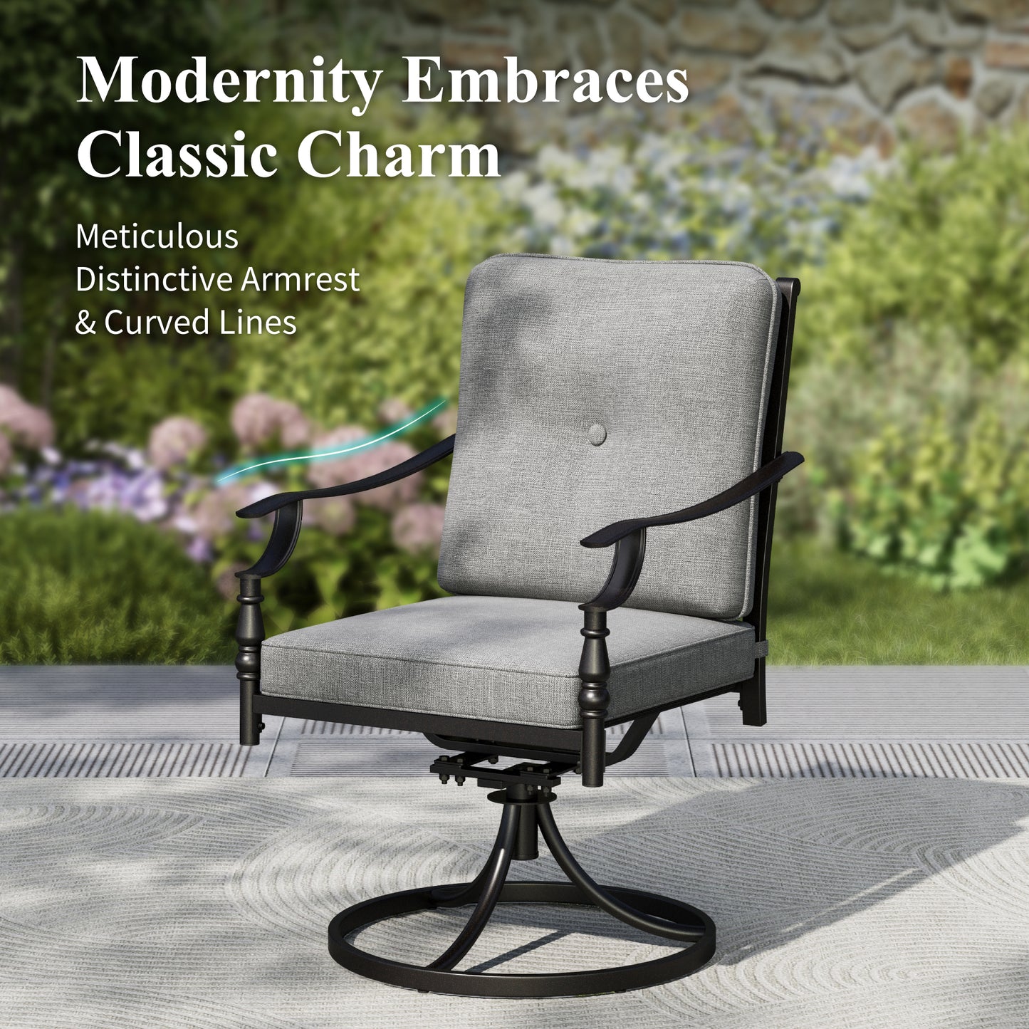 Captiva Designs Patio Dining Set with Slat-top Steel Table & Metal Chairs with Cushions