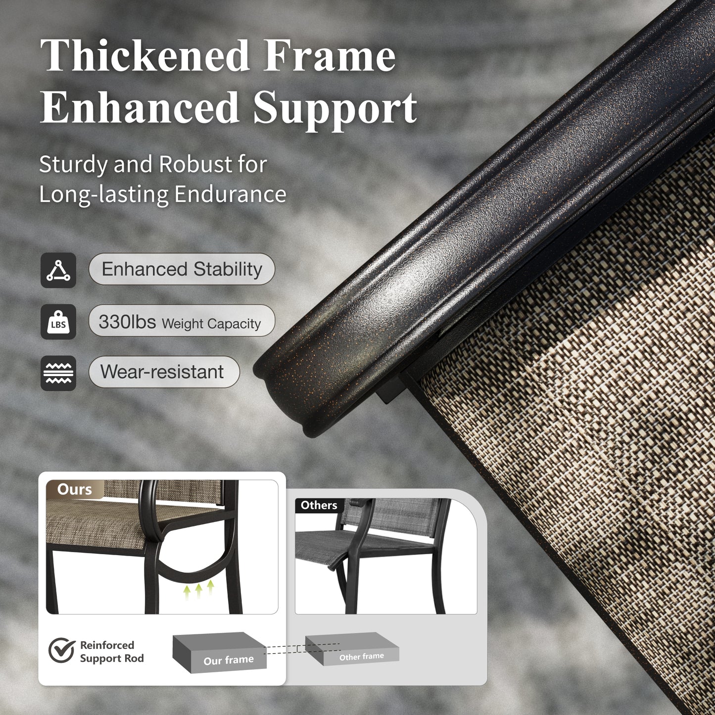 Captiva Designs 6pc Patio Dining Set with Square Steel Frame Table  & Sling Chairs & Market Umbrella