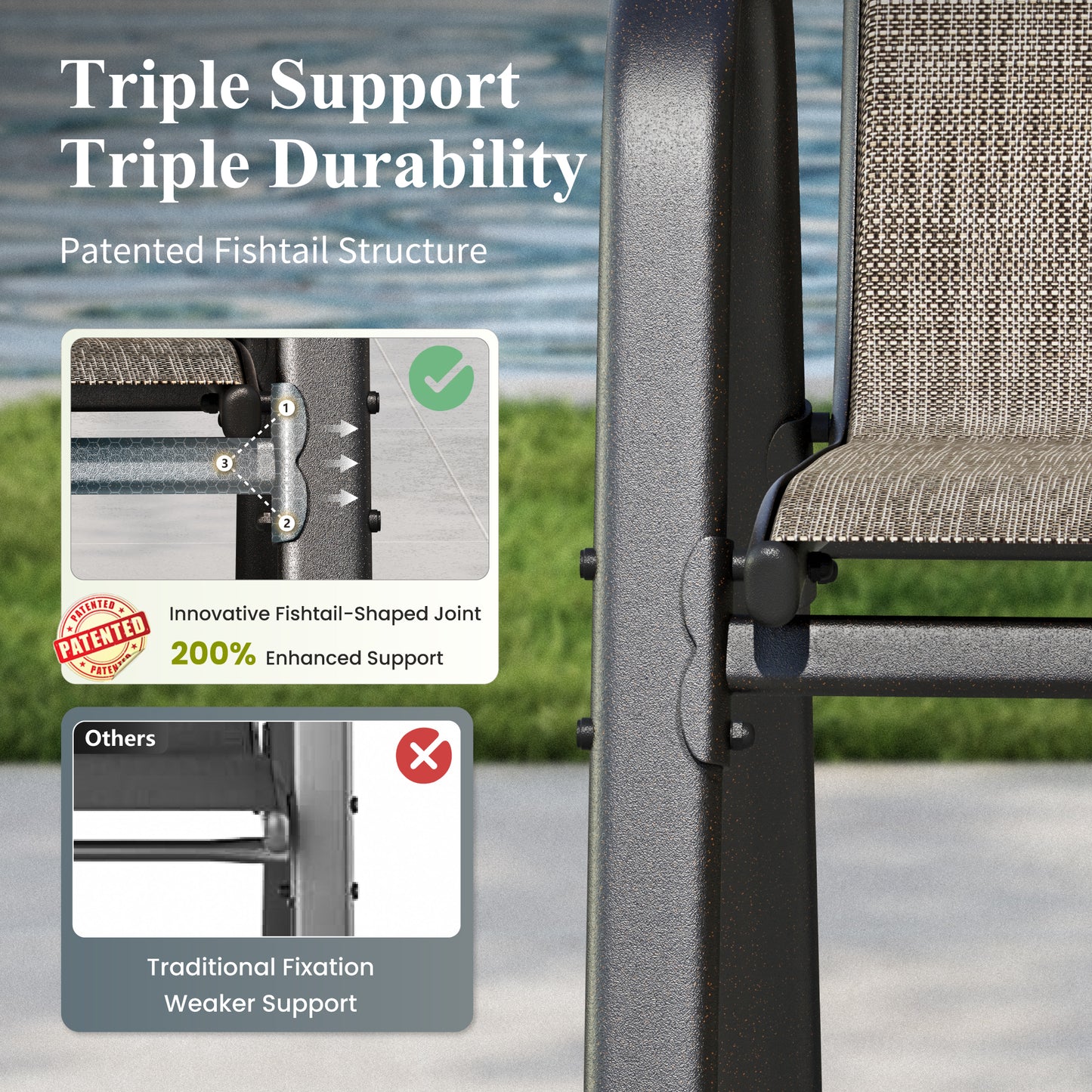 Captiva Designs Patio Dining Set with Steel Table & Quick-dry Sling