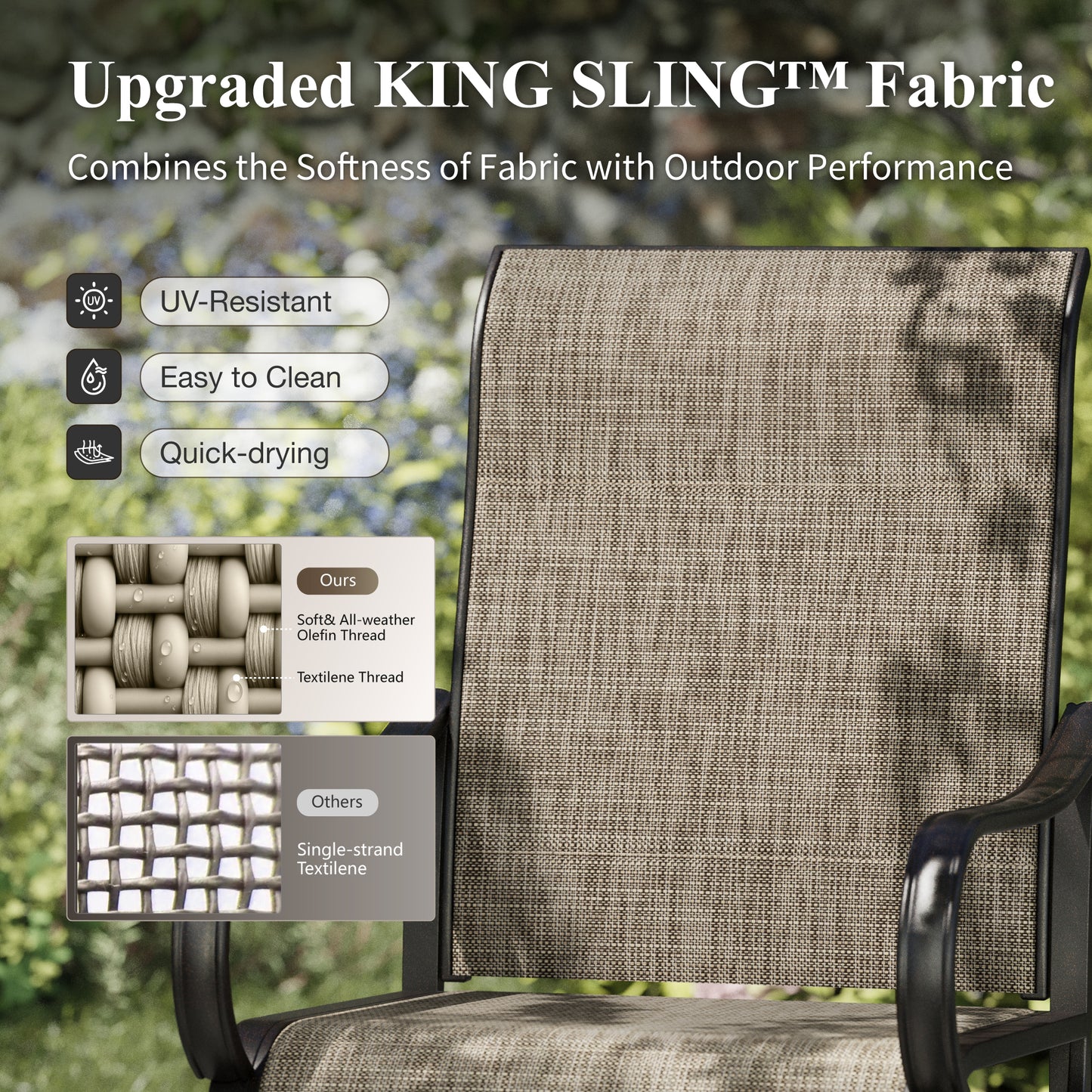 Captiva Designs 6pc Patio Dining Set with Square Steel Frame Table  & Sling Chairs & Market Umbrella