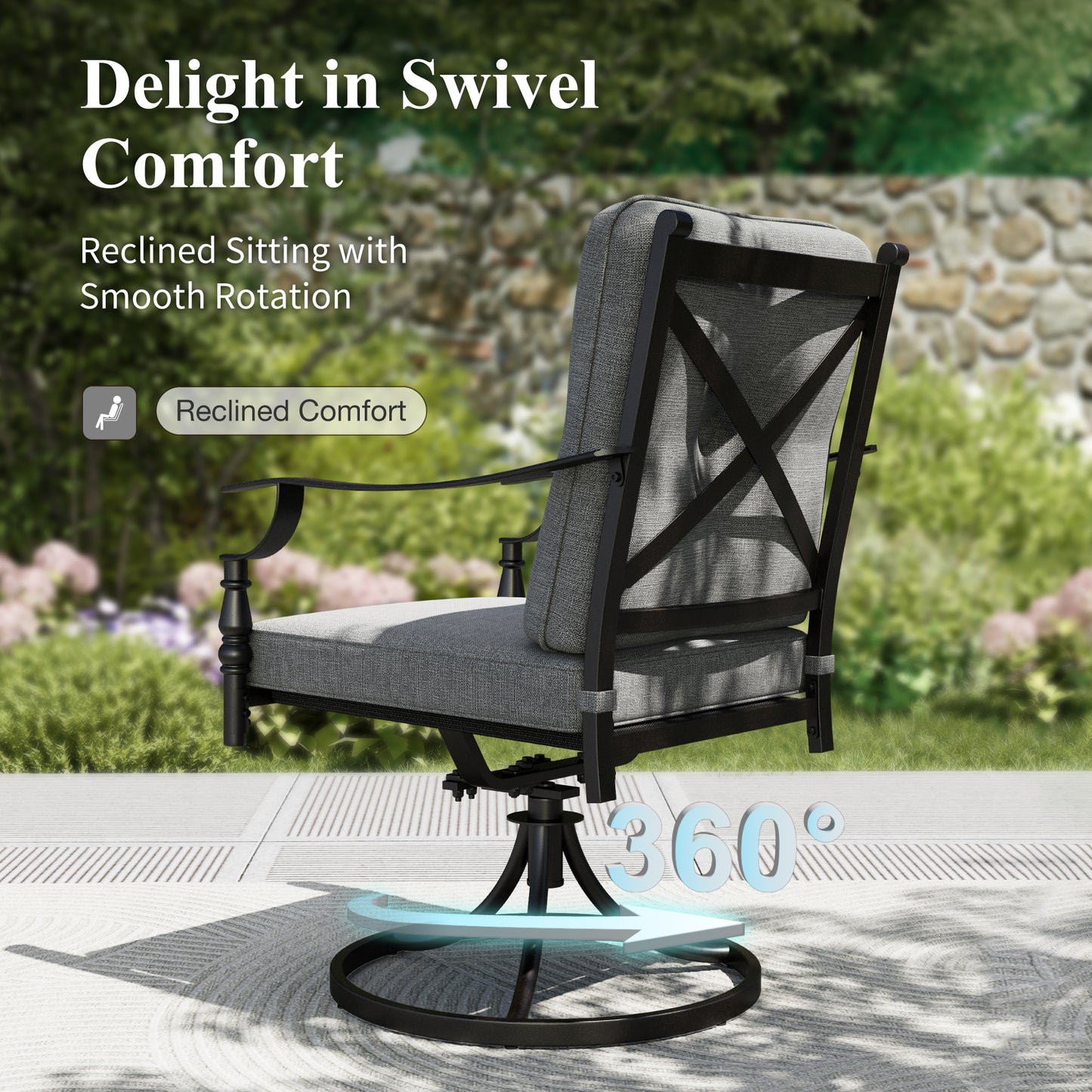 Captiva Designs Patio Dining Set with Slat-top Steel Table & Metal Chairs with Cushions