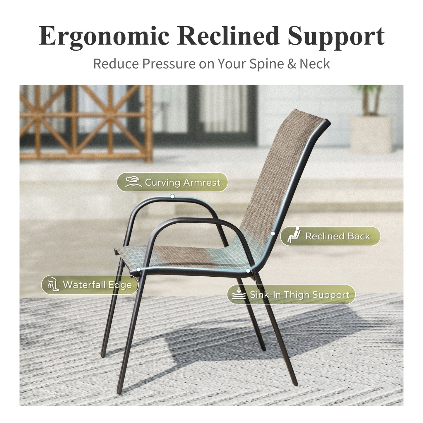 Captiva Designs Patio Dining Set with Steel Table & Quick-dry Sling