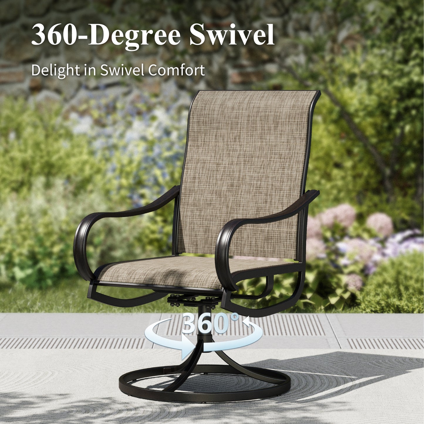 Captiva Designs 7pc Patio Dining Slat-top Rectangle Table & Breathable Quick-dry Sling Chairs