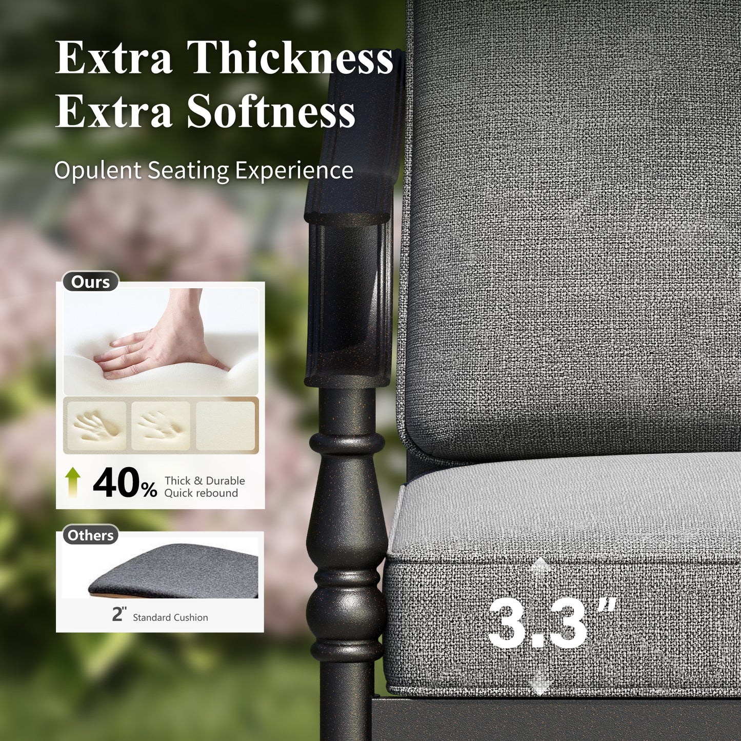 Captiva Designs Patio Dining Set with Slat-top Steel Table & Metal Chairs with Cushions