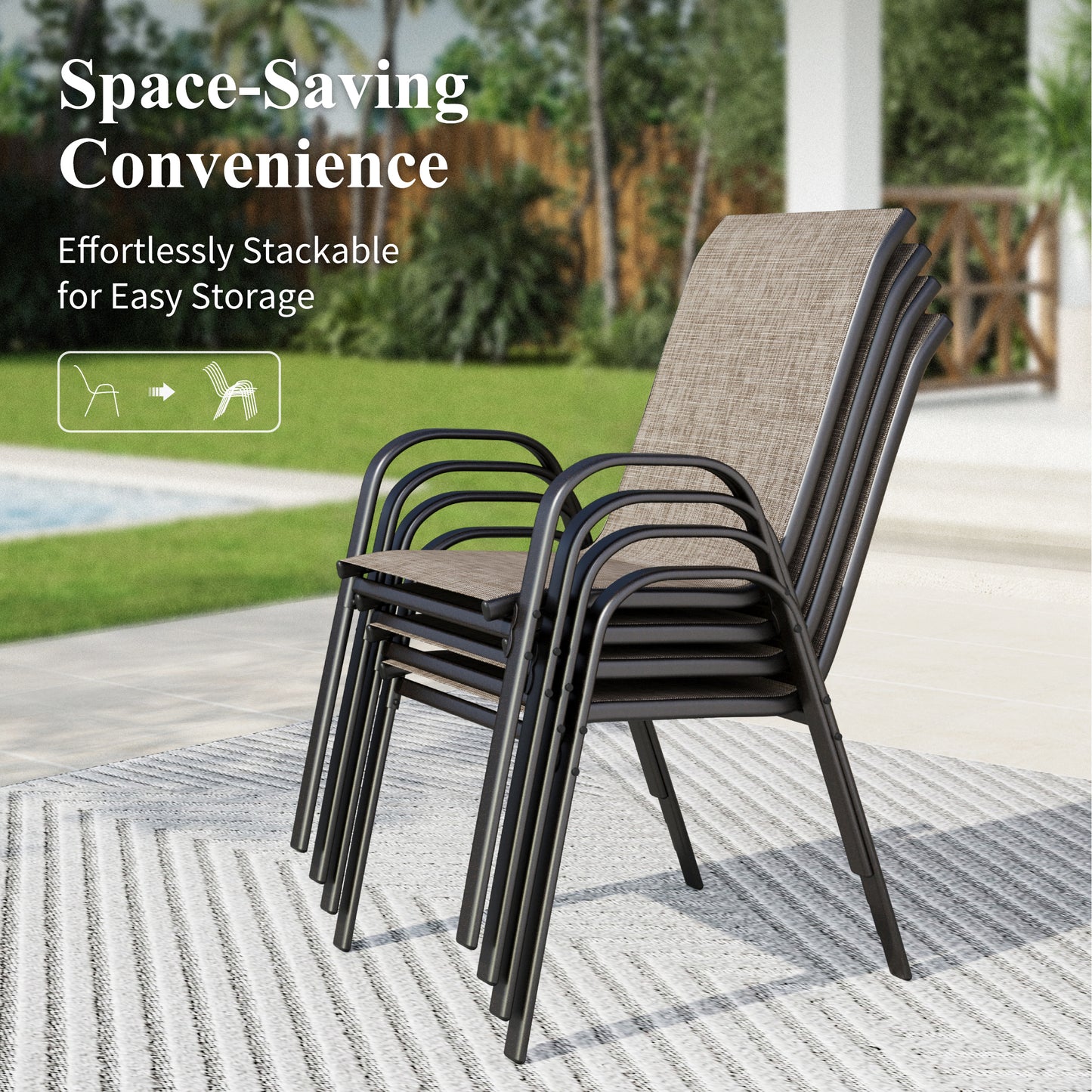 Captiva Designs Patio Dining Set with Steel Table & Quick-dry Sling